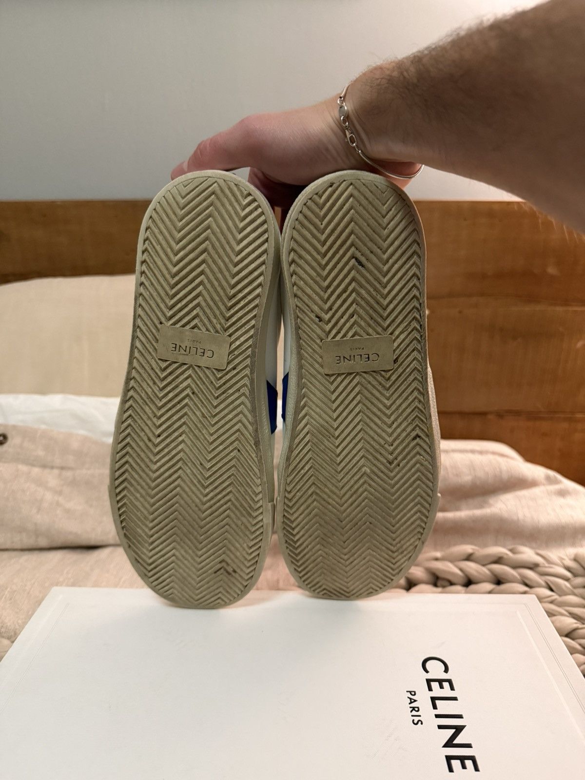 Celine Celine Shoes Celine White And Blue Leather Size: 42 Size US 9 / EU 42 - 7 Thumbnail