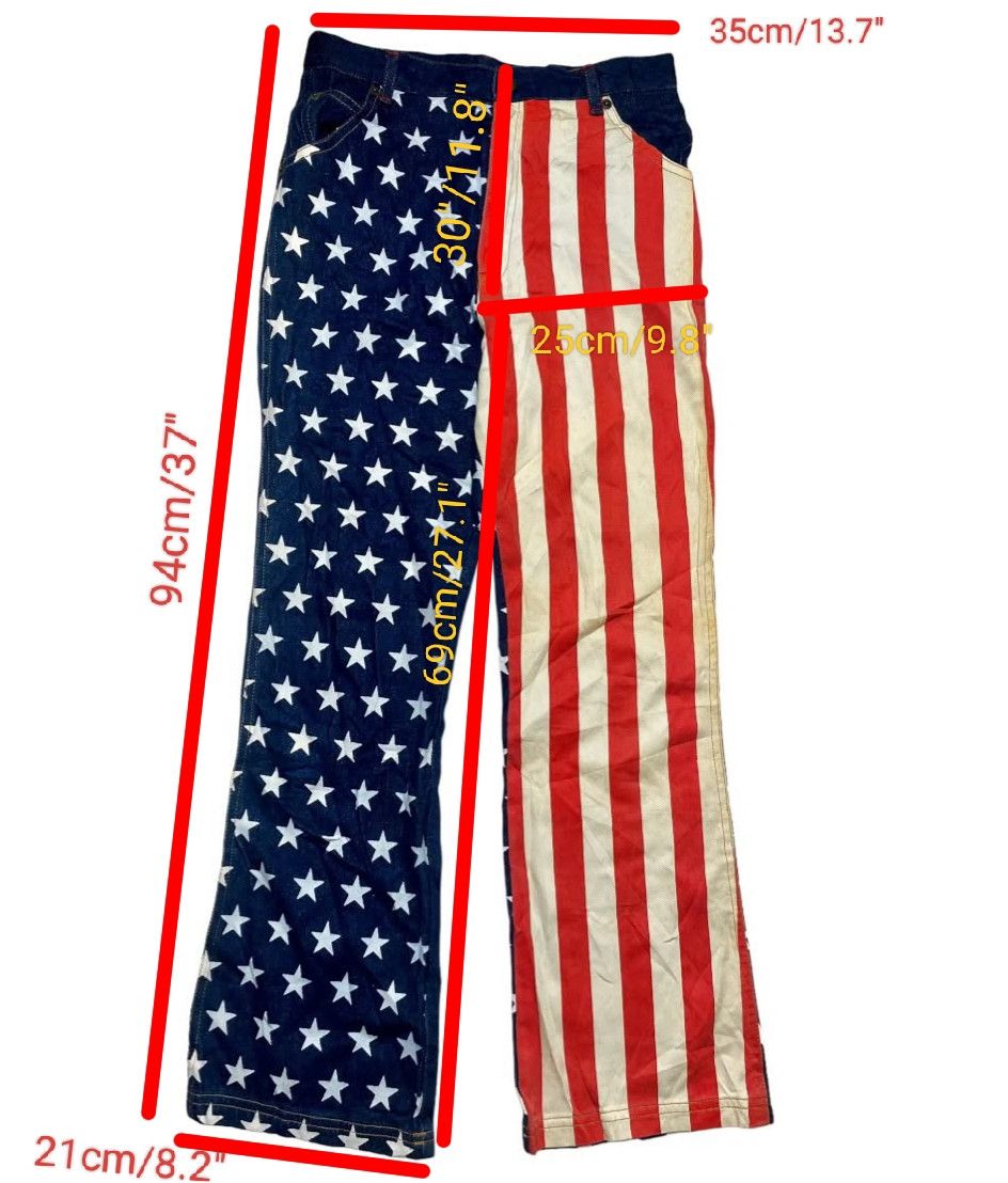 Japanese Brand Vintage CRT Navy USA Flag Printed Unique Motifs Jeans Pants Size 27" / US 4 / IT 40 - 3 Thumbnail