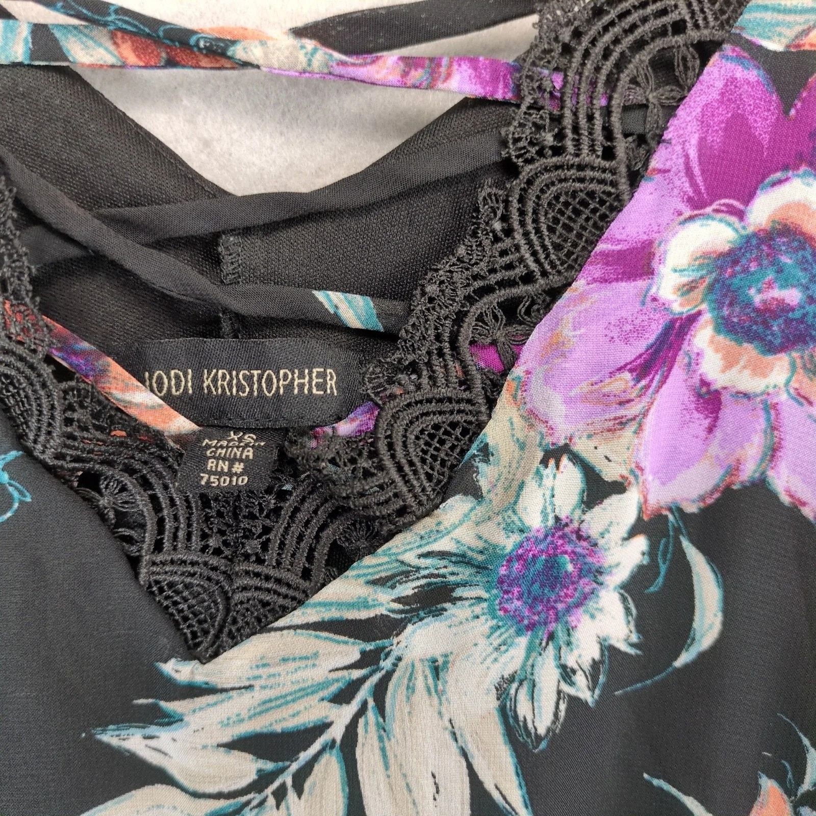 Other Jodi Kristopher Black Floral Babydoll Slip Dress Sz XS Lace Size XS / US 0-2 / IT 36-38 - 3 Thumbnail