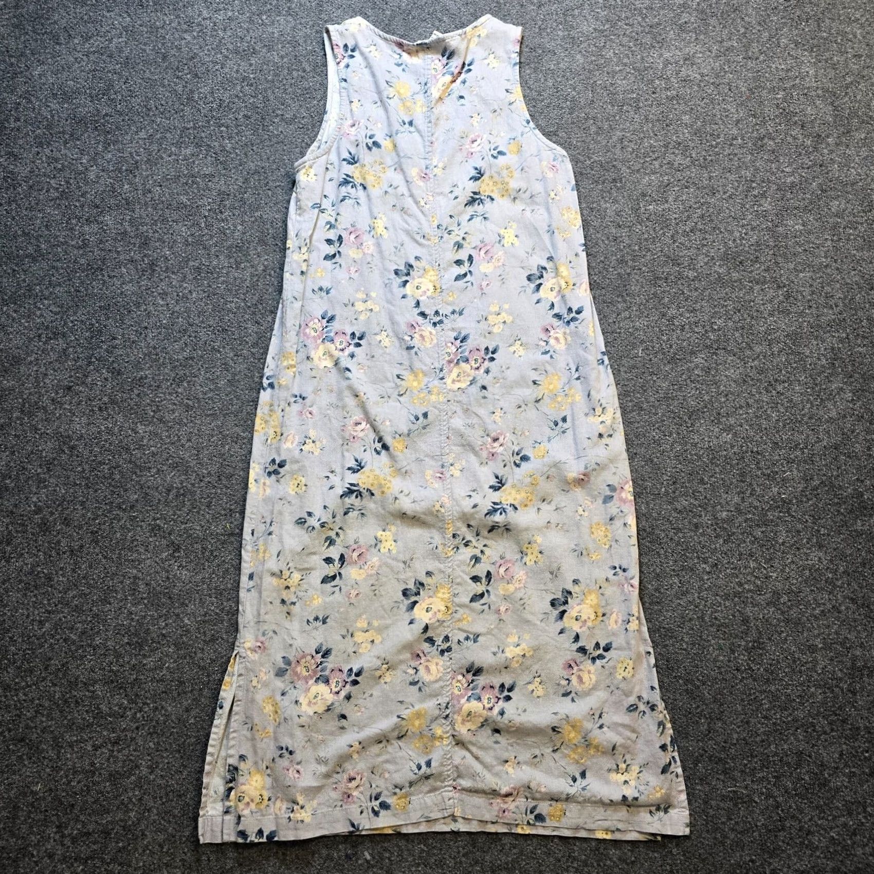 Vintage TY Original Wear Dress Womens 12 Gray Floral Linen Midi Sleeveless Round Neck Sheath Cottage Prairie Casual Party/Cocktail Business Weeks? Size XL / US 12-14 / IT 48-50 - 6 Thumbnail