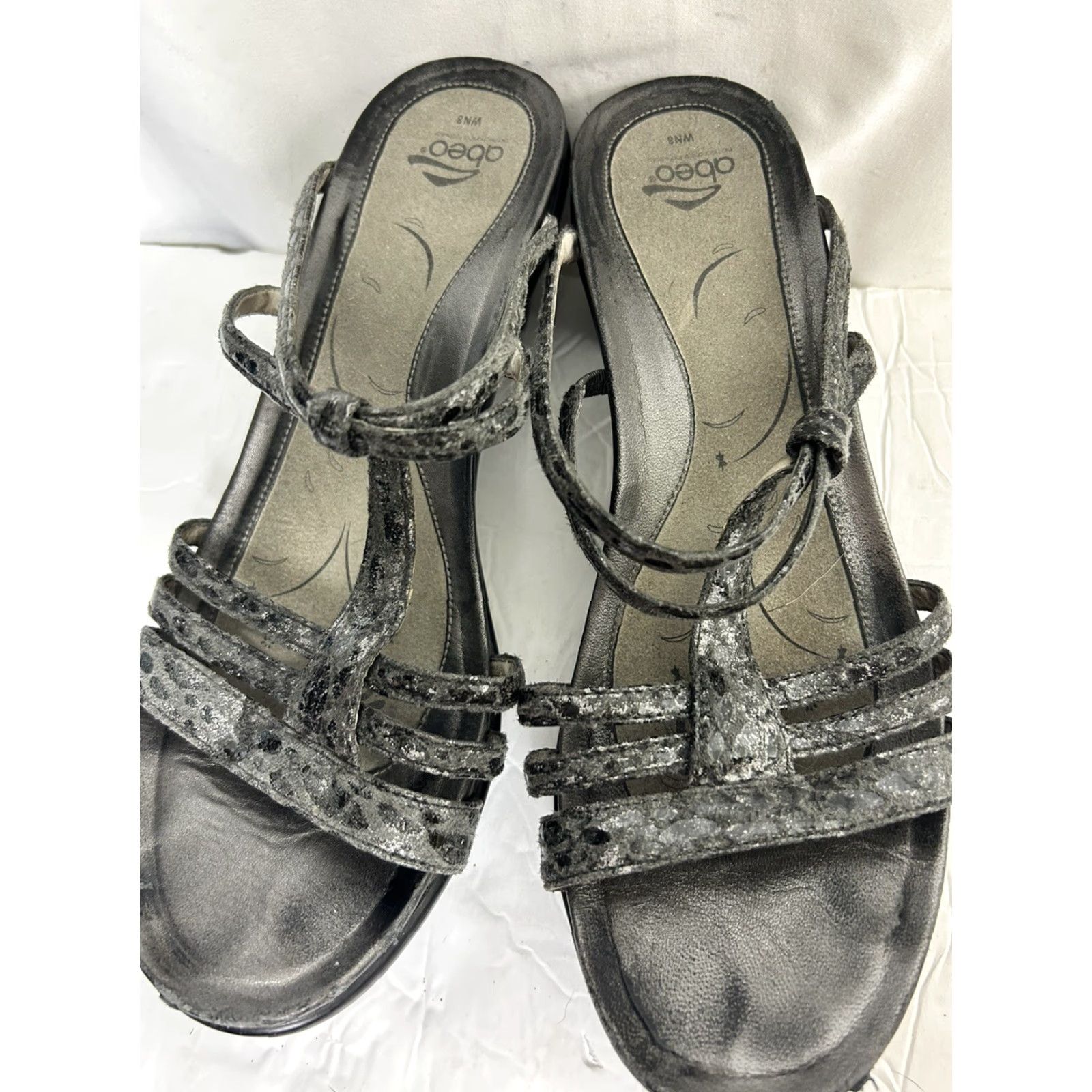 Vintage Abeo Platform Wedge Heels Black Snakeskin T-Strap Slip-On Womens Size 8 Sandals Size US 6 / IT 36 - 6 Thumbnail