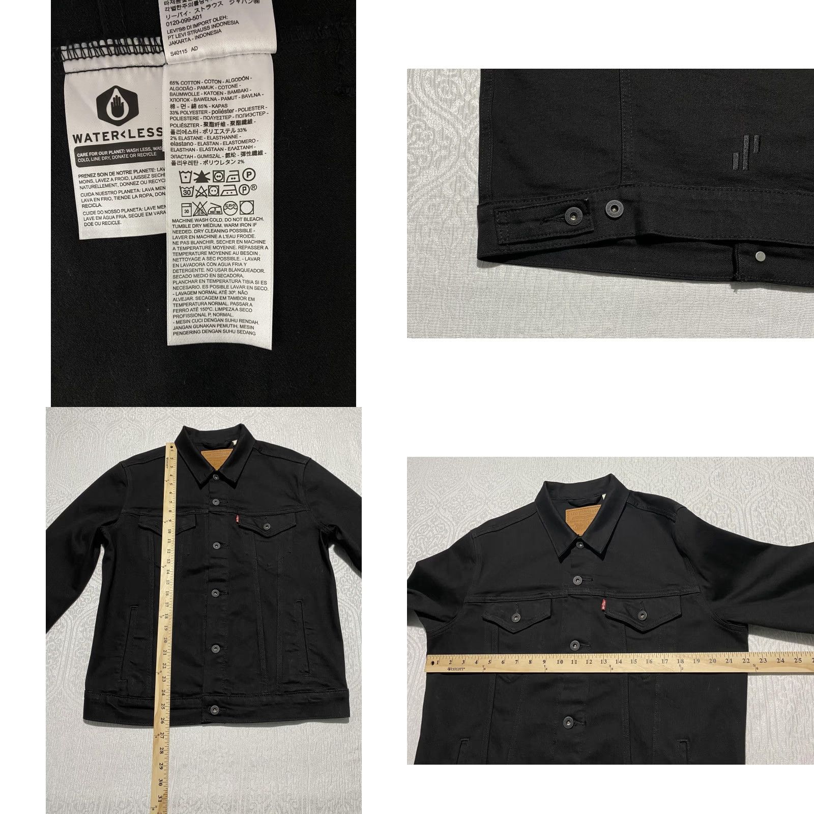 Levi's Levi's Premium Trucker Jacket Large Black Denim Guitar Flower Back Patch Mens Size US L / EU 52-54 / 3 - 8 Thumbnail