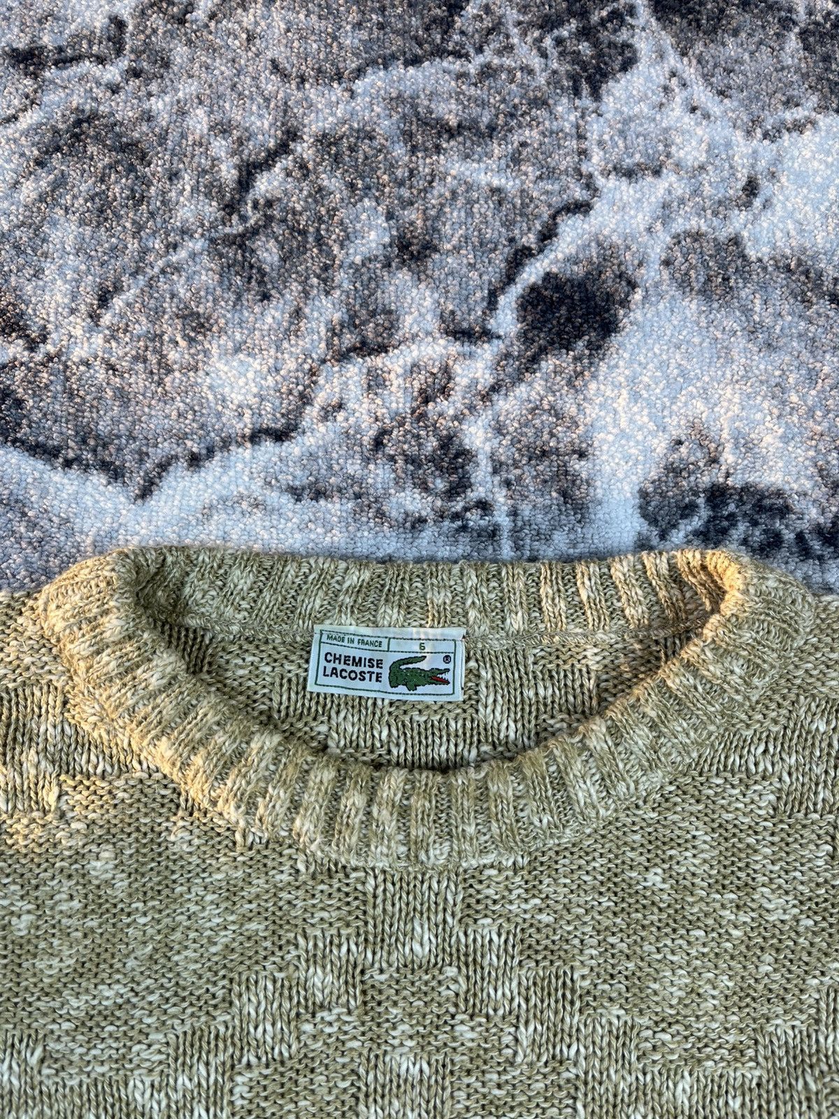 Lacoste Vintage Lacoste Beige Knit Sweater Made in France XXL Size US XXL / EU 58 / 5 - 7 Thumbnail