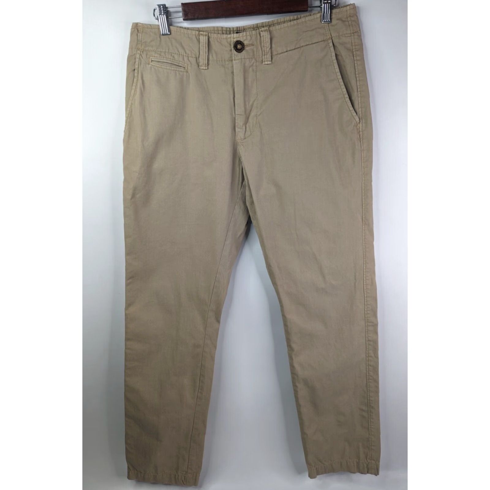 American Eagle Outfitters American Eagle Outfitters Pants Mens 32 Chino Straight Khaki Beige Cotton Flat Front 30 In Distressed Size US 32 / EU 48 - 2 Thumbnail