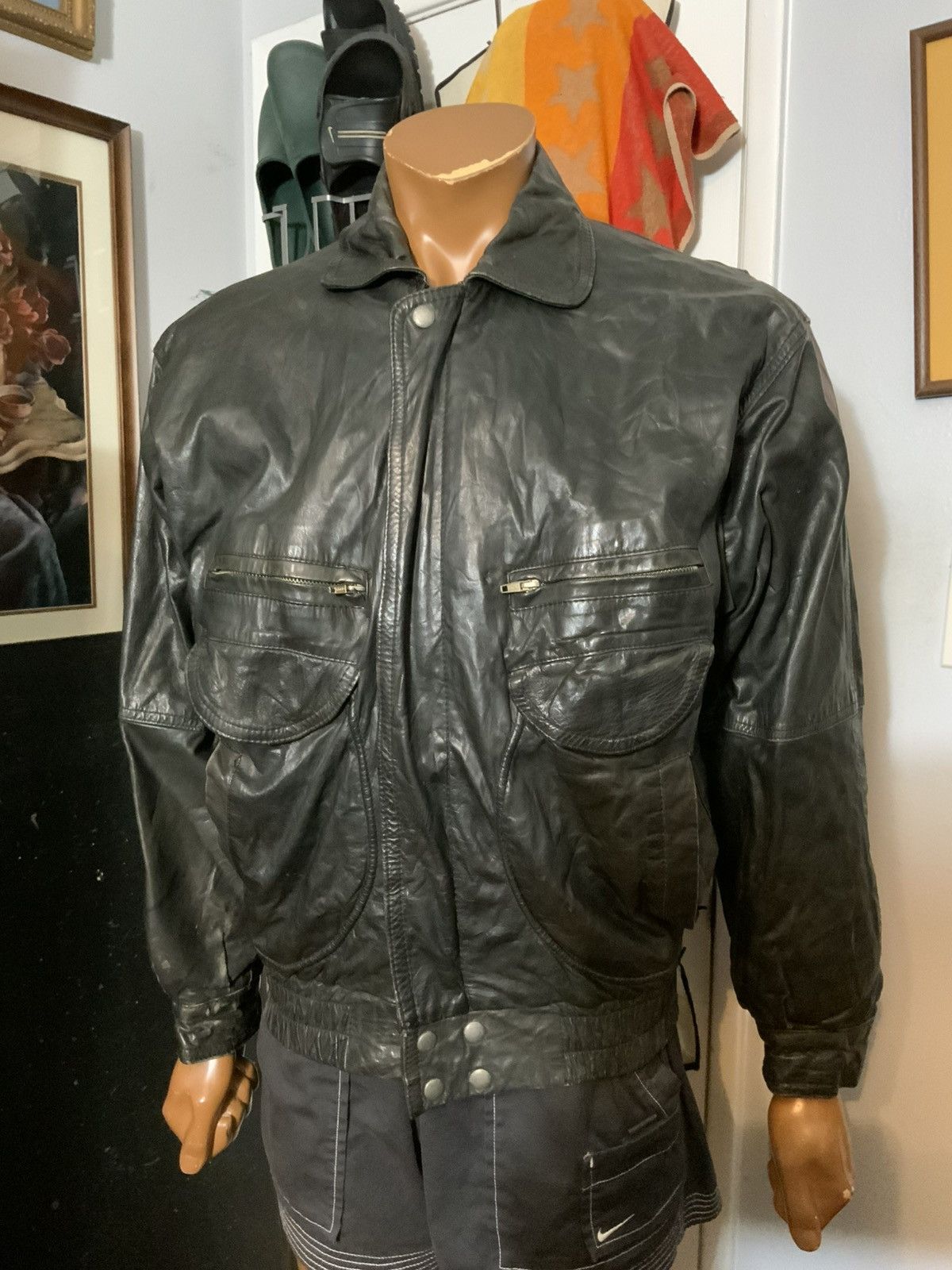 Vintage Vintage Motorcycle Bike Lamb Goat Skin Zip Bomber Jacket Size US L / EU 52-54 / 3 - 15 Thumbnail