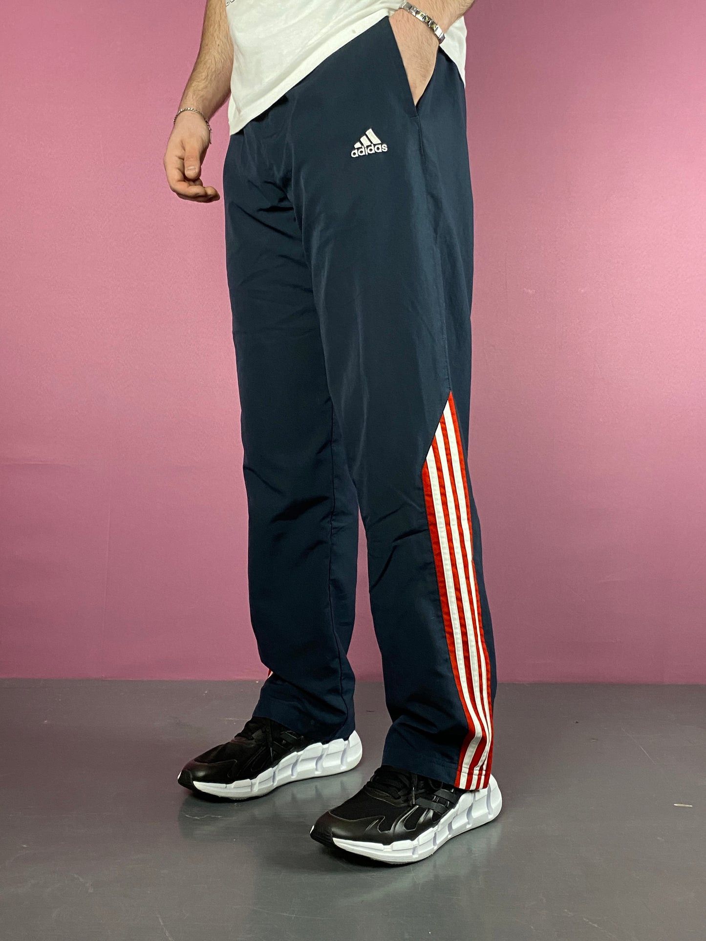 Adidas × Vintage Adidas Vintage Men's Track Pants - L Navy Blue Polyester Size US 34 / EU 50 - 1 Thumbnail