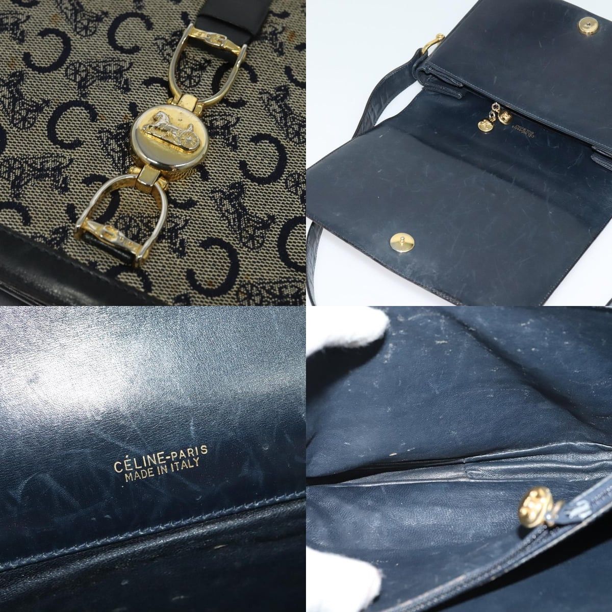 Celine CELINE C Sulky Shoulder Bag Canvas Navy Gold Size ONE SIZE - 11 Thumbnail