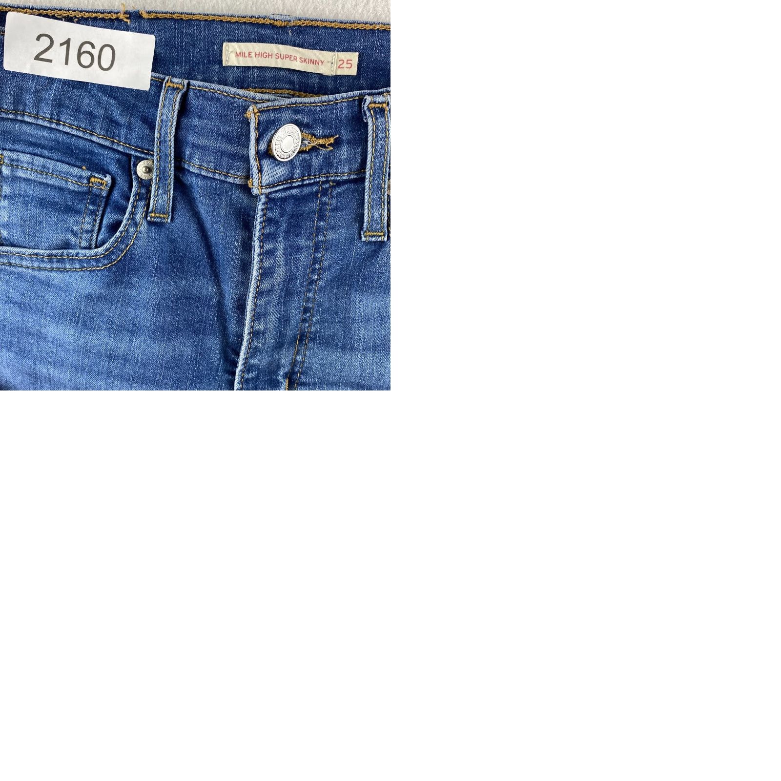 Levi's Levi's Mile High Super Skinny Jeans Womens 25 Blue Denim Distressed 5-Pocket Rise High Slim Fit Jeans Womens Boys Girls Size 42" / US 20 - 9 Thumbnail