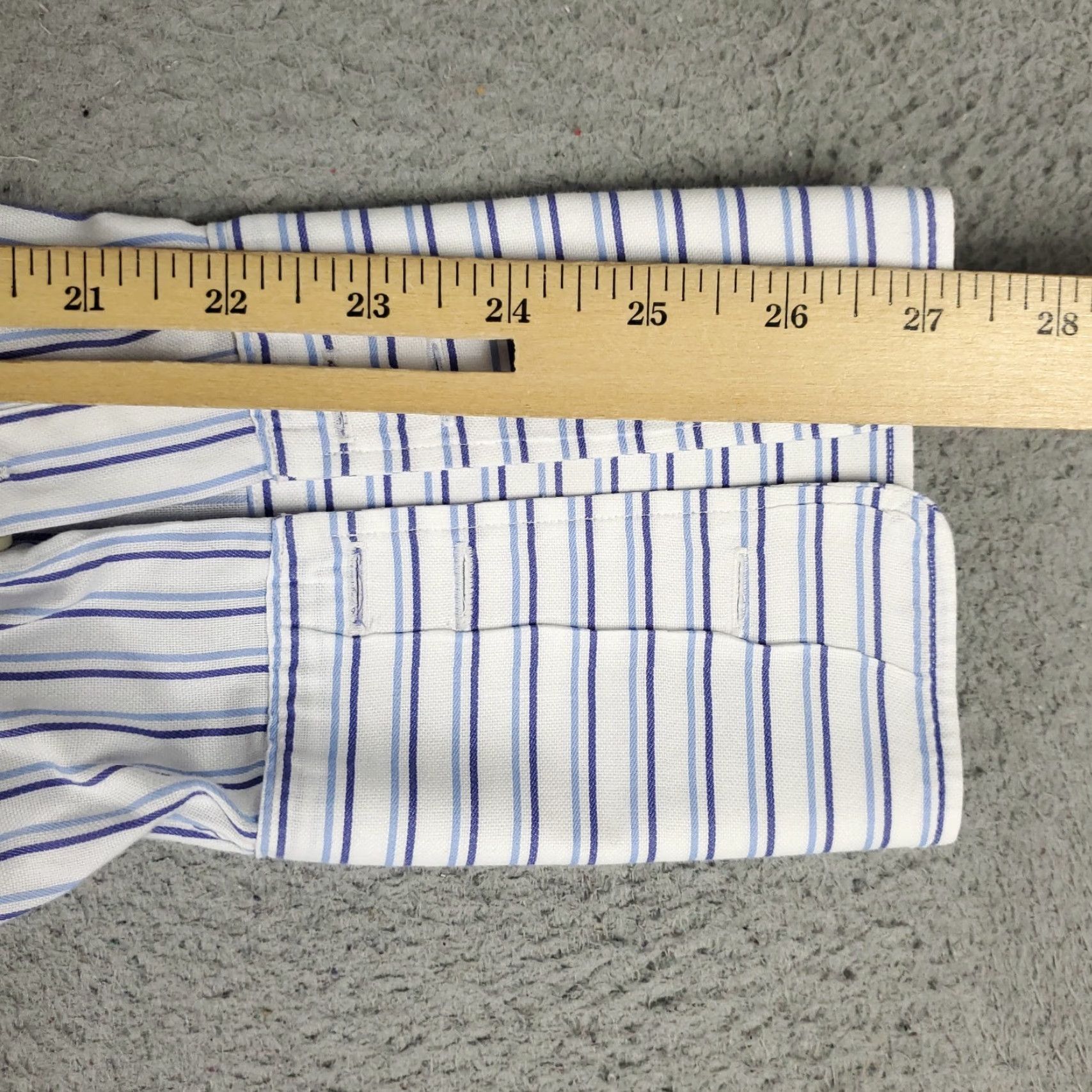 David Donahue David Donahue Dress Shirt Mens 17.5 Blue Striped French Cuff Button Up Size 46R - 6 Thumbnail