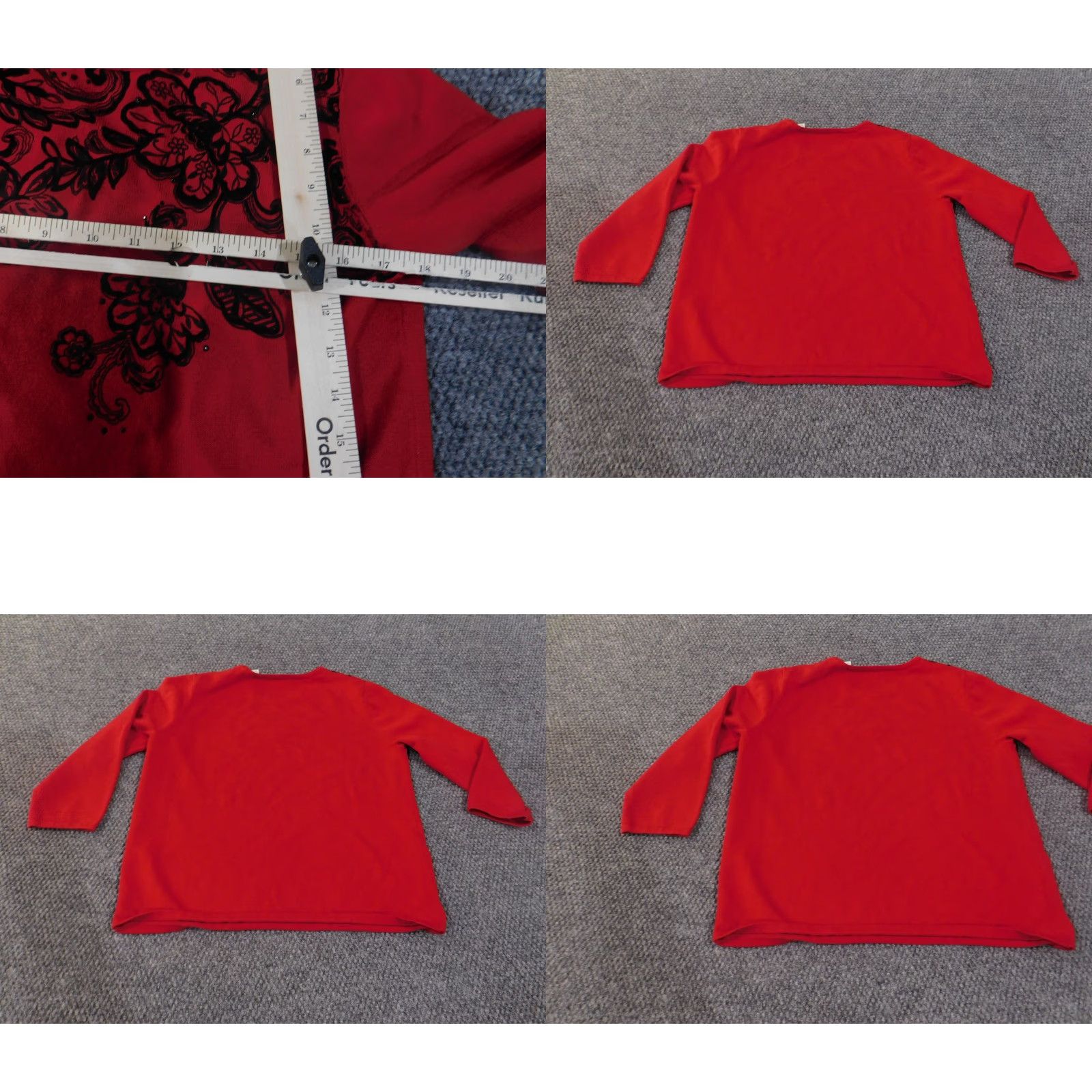 Vintage VINTAGE Alfred Dunner Sweater Womens Petite Small Red Black Floral Print Long Sleeve Top Size S / US 4 / IT 40 - 9 Thumbnail
