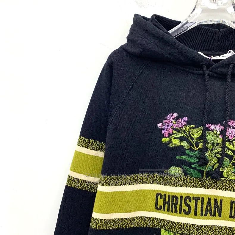 Dior Dior Black logo letter floral print cotton hooded long-sle Size XS / US 0-2 / IT 36-38 - 3 Thumbnail