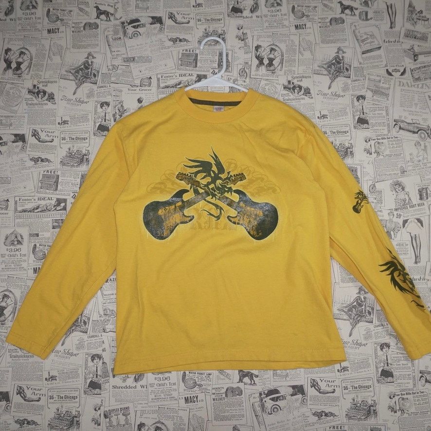 Vintage Large - Vintage Y2K CRB yellow tribal guitar 00s LS T-shirt Size US L / EU 52-54 / 3 - 1 Thumbnail