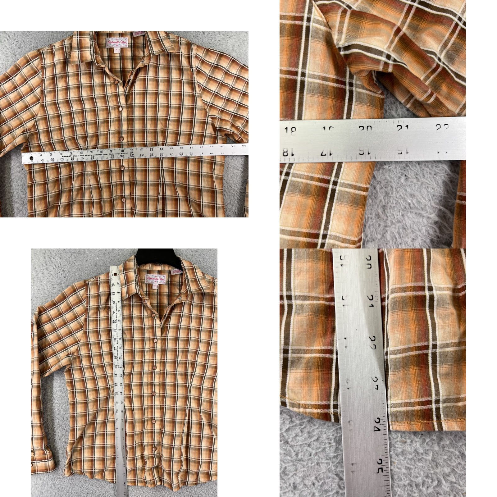 Vintage Panhandle Slim Shirt Womens Large Beige Plaid Pearl Snap 100% Cotton Western Size L / US 10 / IT 46 - 8 Thumbnail