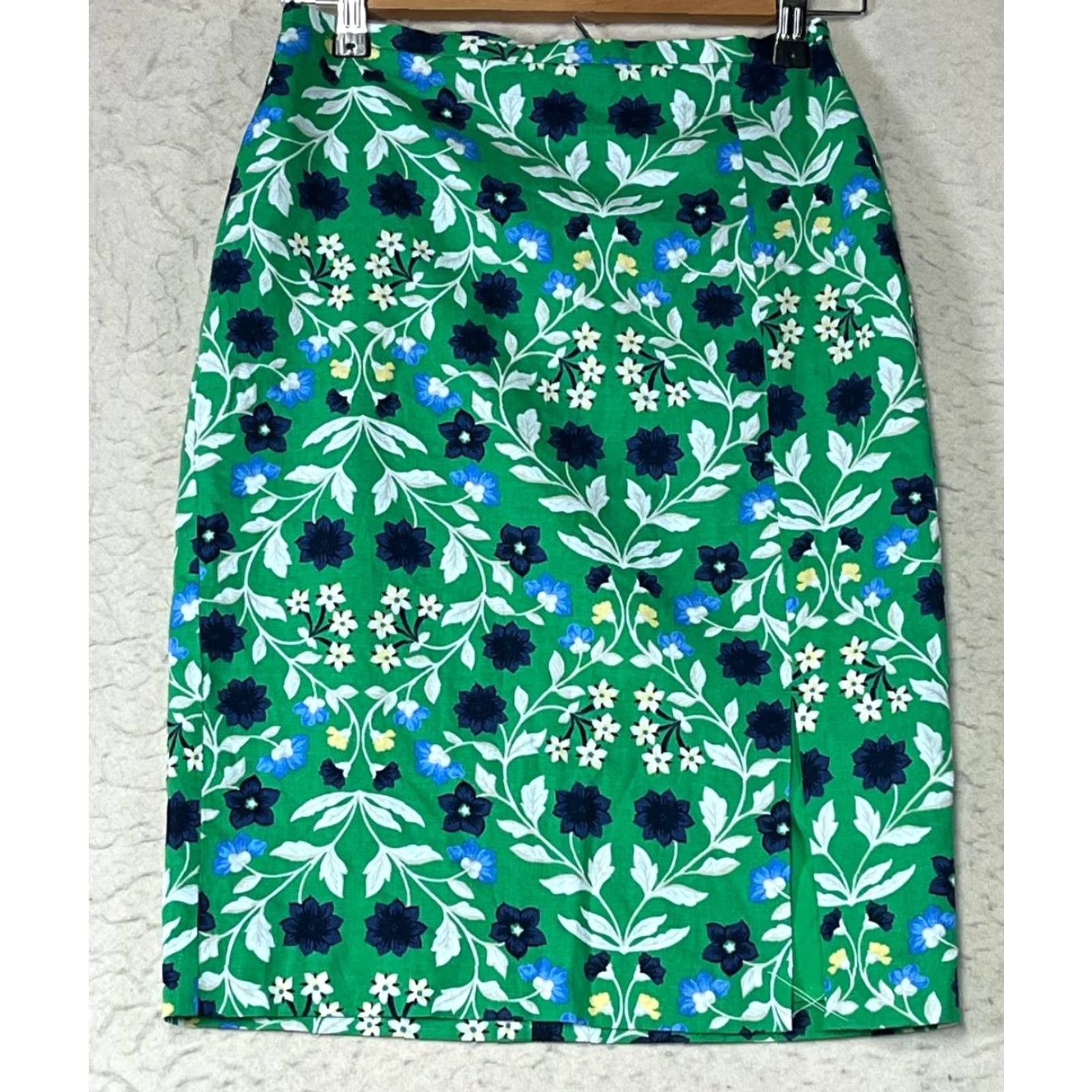 Ann Taylor Ann Taylor Skirt 00P Teal Floral Lined Zip Back NWT Petite Women Short Pencil Linen Blend Pattern Flower Vintage No? Size 24" / US 00 / IT 34 - 2 Thumbnail