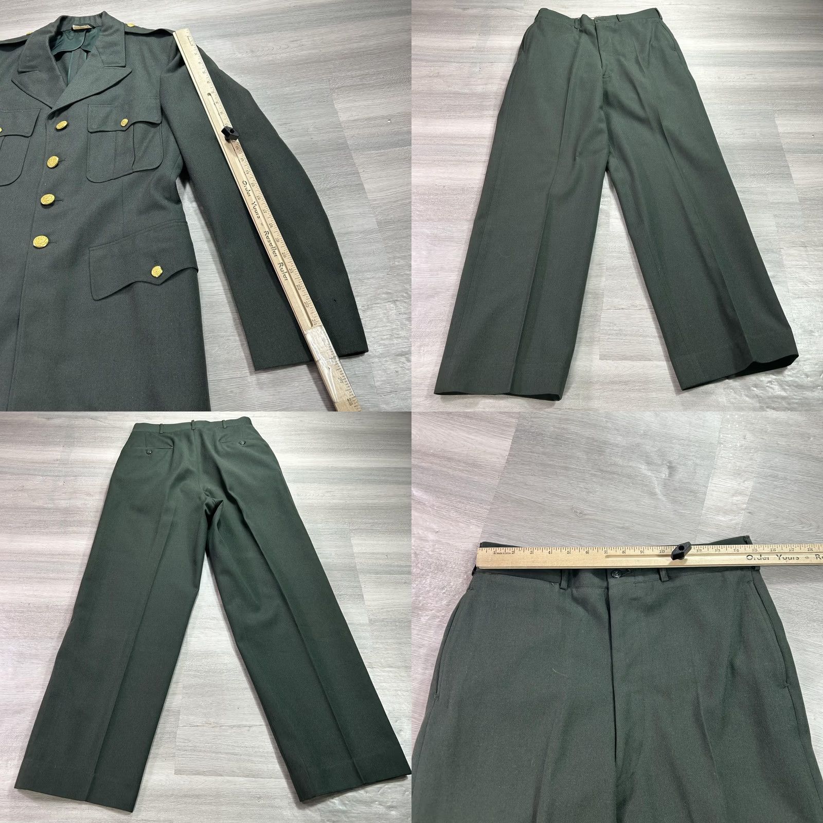 Vintage US Army Green Dress Suit Mens 41L Jacket 30x31 Pants 2 Piece Uniform Formal Shirt Hoodie Hat Size 42R - 9 Thumbnail