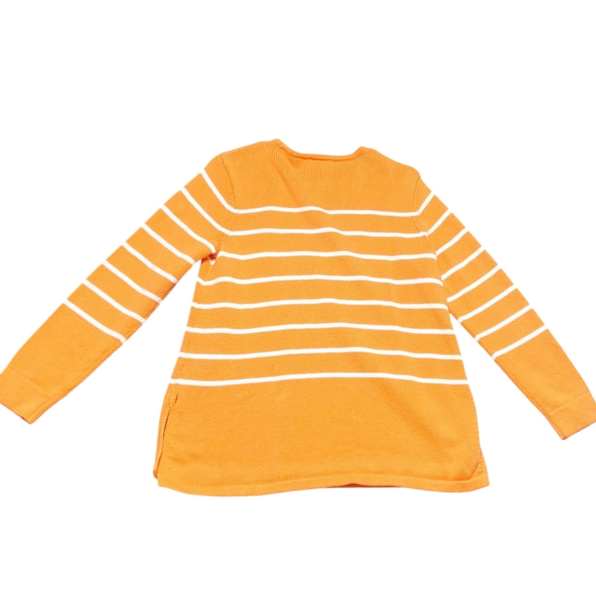 J. Jill J Jill Sweater Womens Size SP Orange White Striped Scoop Nec Size S / US 4 / IT 40 - 3 Thumbnail