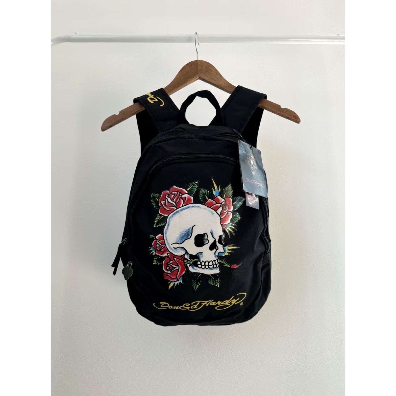 Ed Hardy VINTAGE Ed Hardy Backpack Y2K Big Logo Black Mens Medium Backpack 90s Retro Streetwear Skull Tattoo Designer Japan Style Avamt Garde Size ONE SIZE - 2 Thumbnail