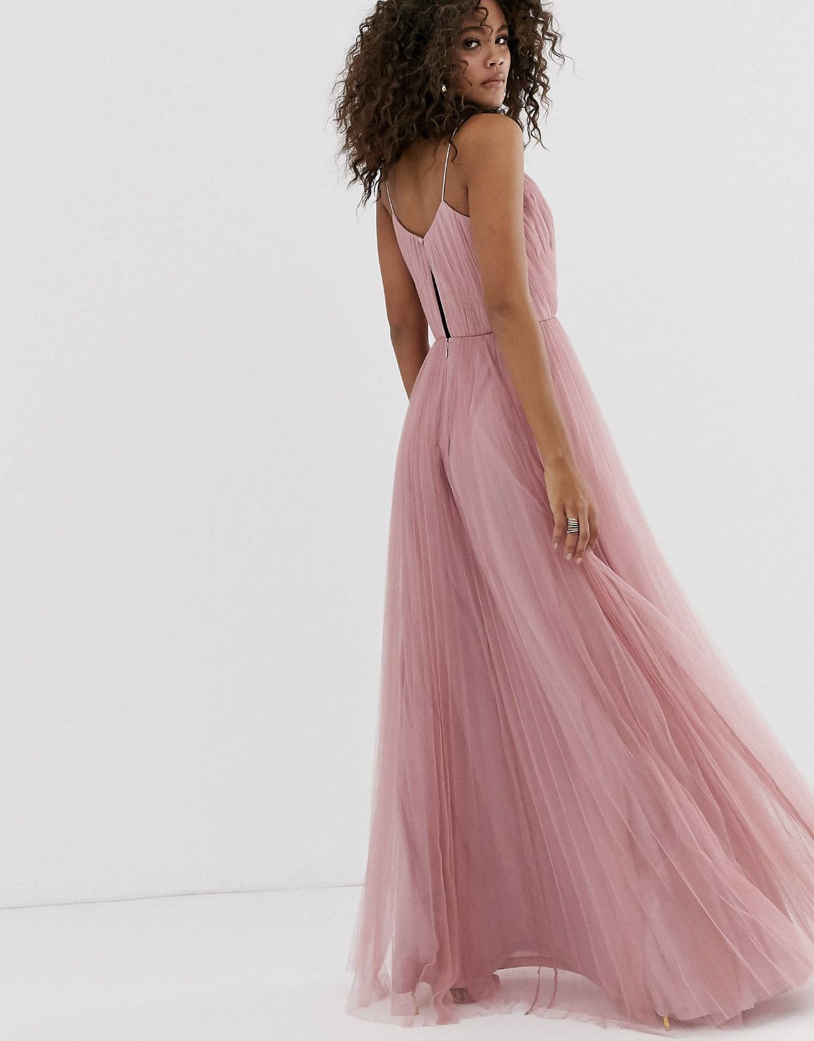 Asos ASOS Bridesmaid dress cami pleated tulle maxi in rose US2 Size XS / US 0-2 / IT 36-38 - 3 Thumbnail