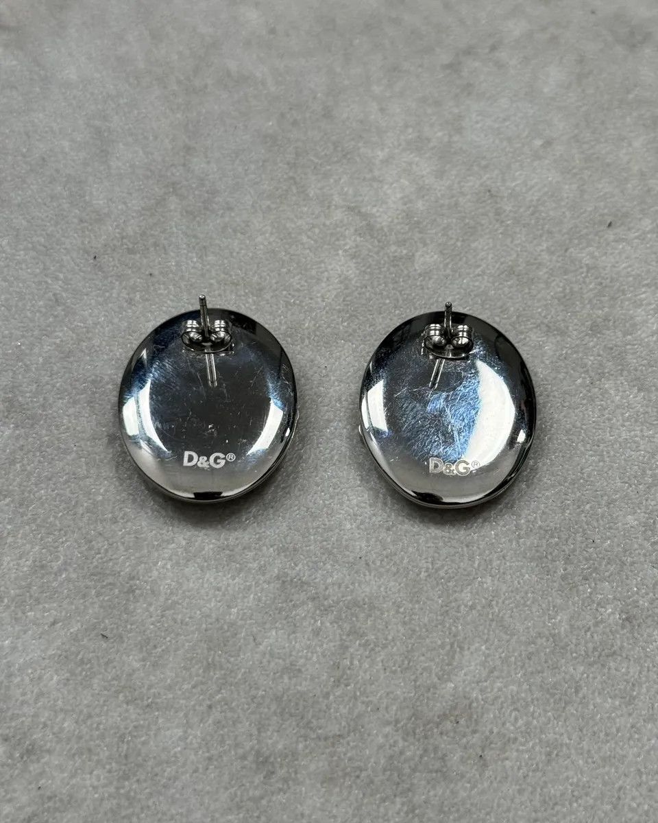 Dolce & Gabbana Dolce & Gabbana Rose Pattern Silver Oval Earrings Size ONE SIZE - 4 Thumbnail