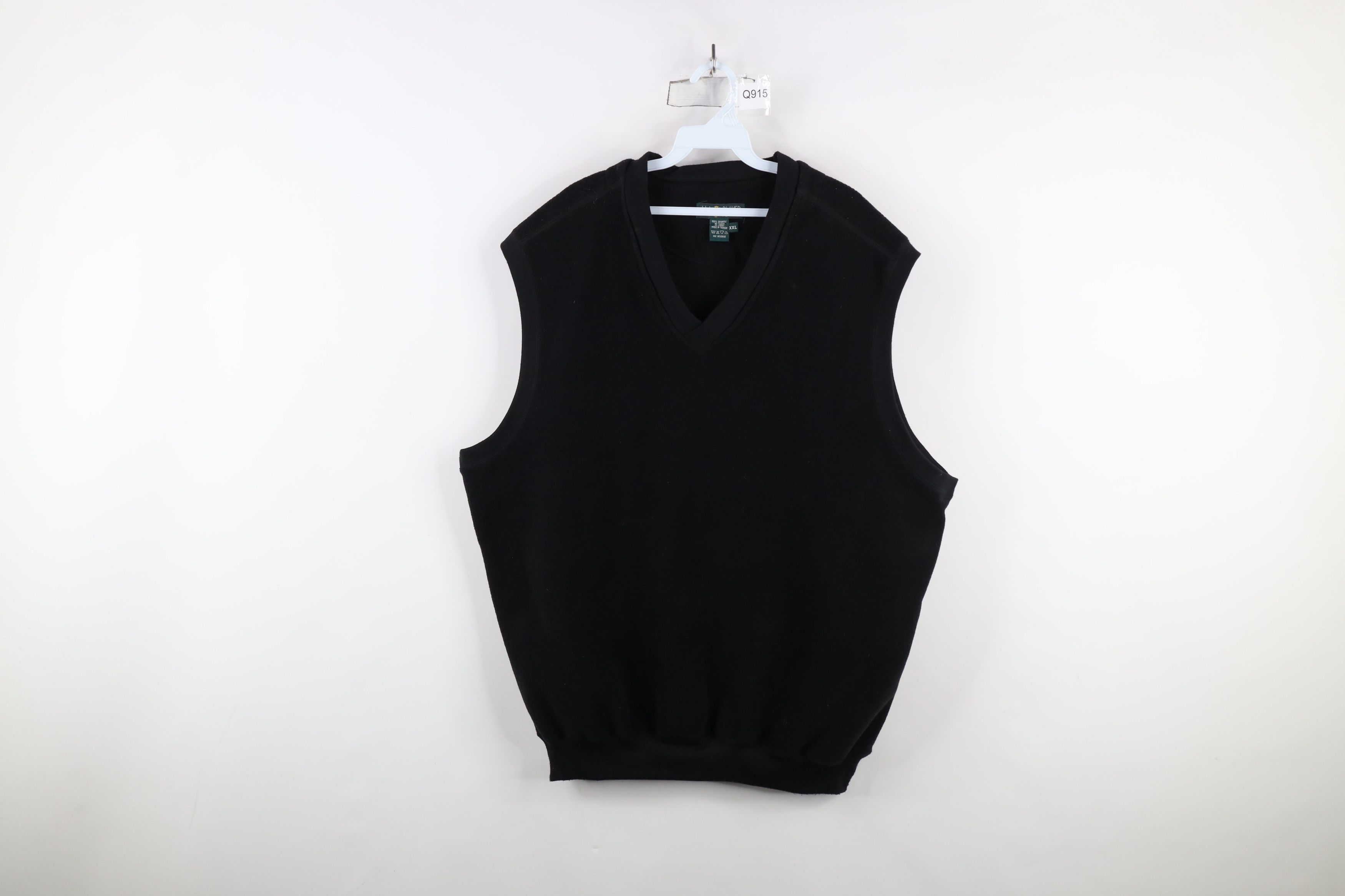 Vintage Vintage 90s Streetwear Blank Fleece V-Neck Sweater Black Size US XXL / EU 58 / 5 - 1 Thumbnail
