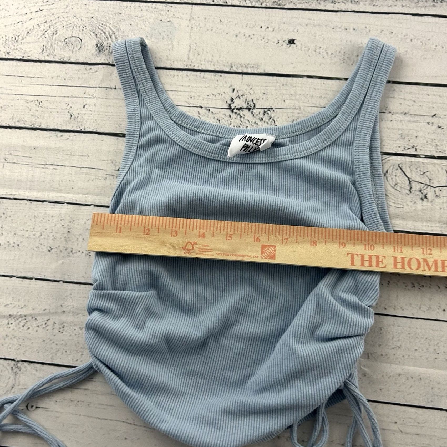 PRINCESS POLLY Princess Polly Tank Top Sleeveless Ribbed Side Tie Cropped Women's 6 Blue Shirt Cropped Tank Blue Princess Polly Womens 6 XS? Size M / US 6-8 / IT 42-44 - 3 Thumbnail
