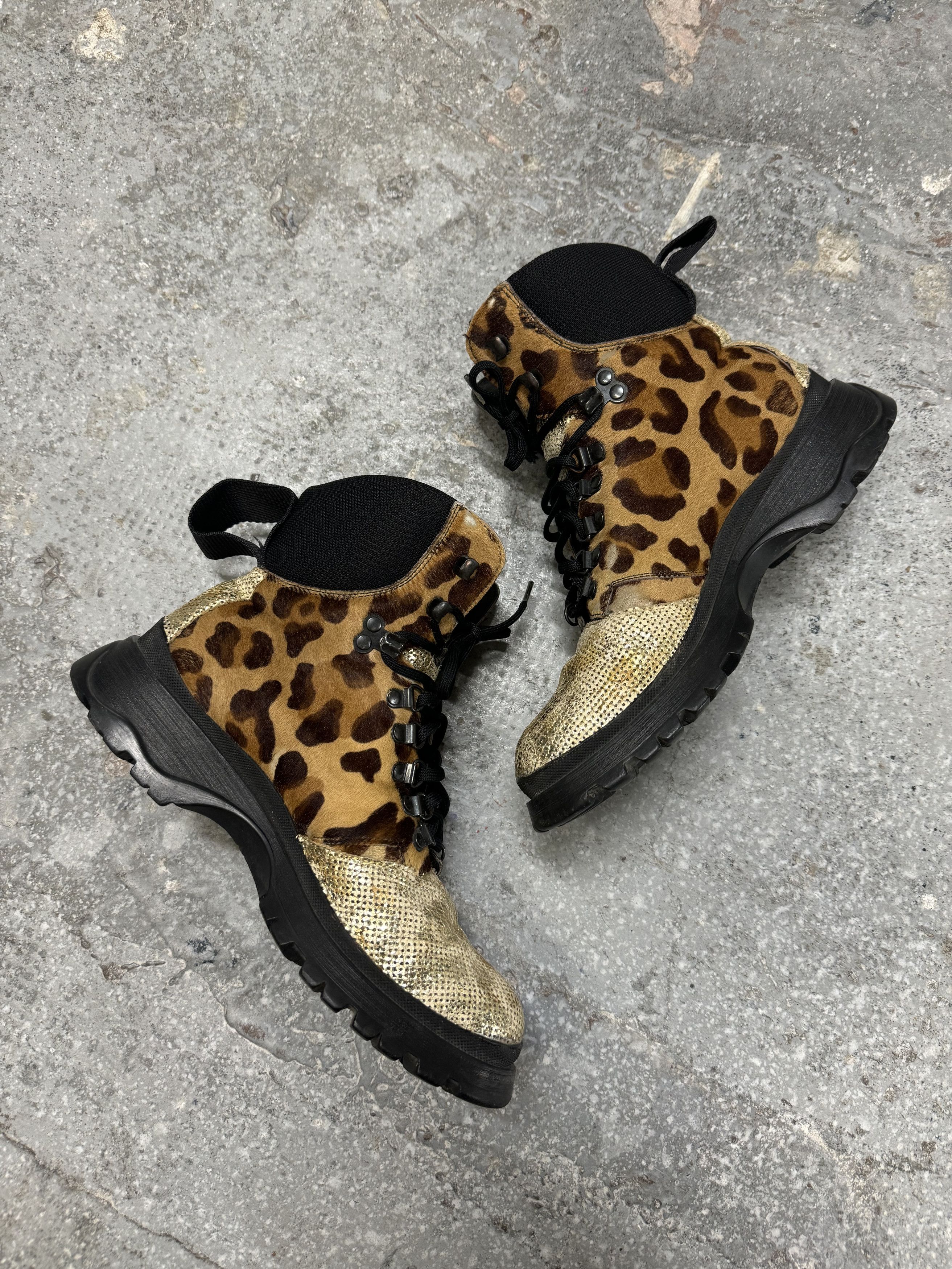 Prada × Vintage FW1999 Prada Leopard Pony Hair Hybride High Shoes Size US 8 / IT 38 - 5 Thumbnail