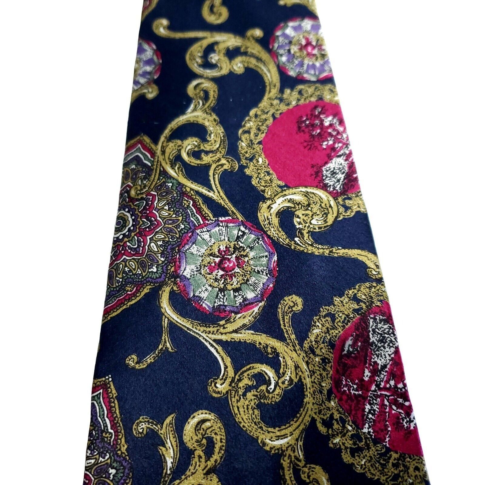 Vintage Chukkers Tiesmiths Silk Tie Red Floral Short Wide Hand Finis Size ONE SIZE - 2 Thumbnail