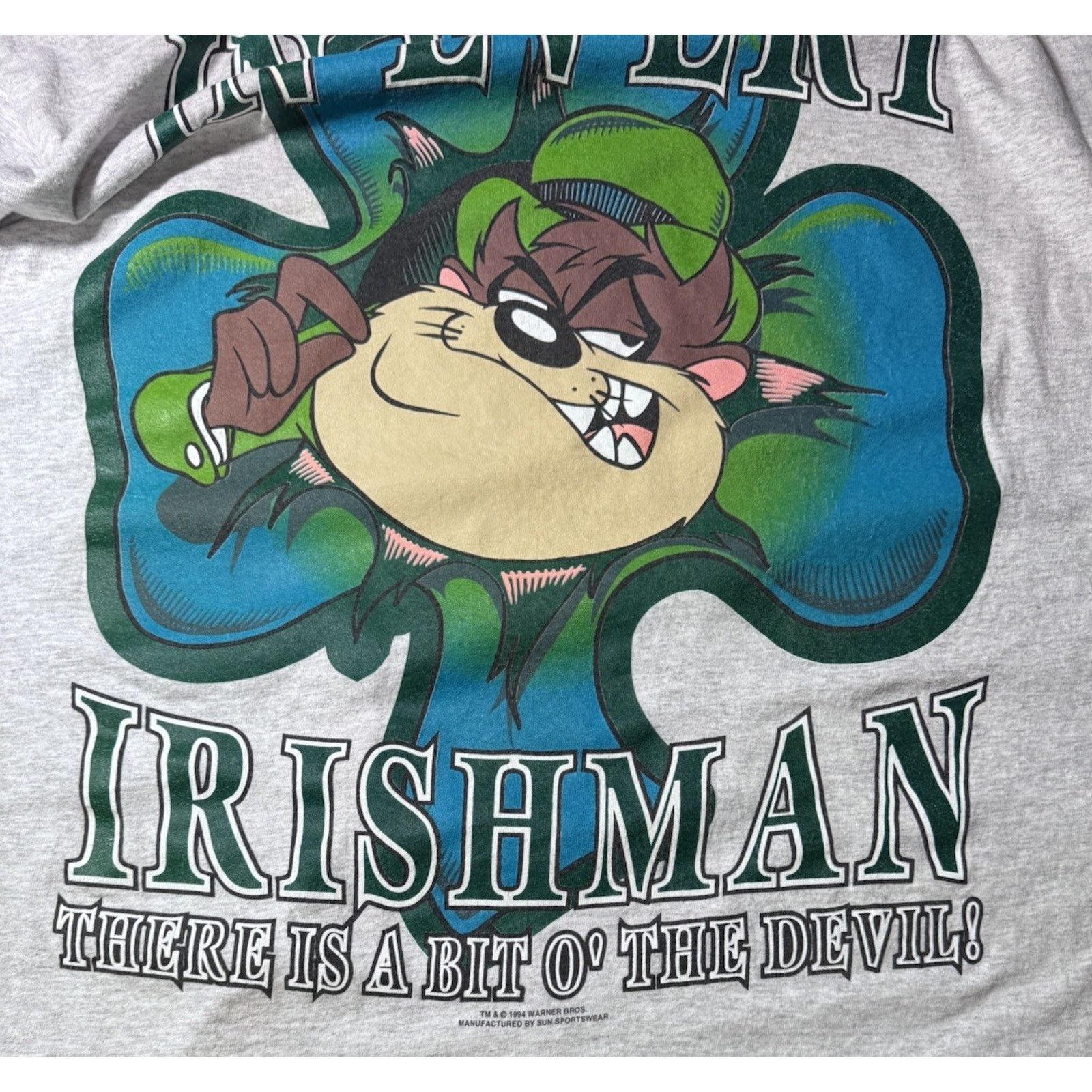 Gildan Vintage Taz Shirt Mens XL Irish Cartoon 90s ( HAS FLAW ) Size US XL / EU 56 / 4 - 4 Thumbnail