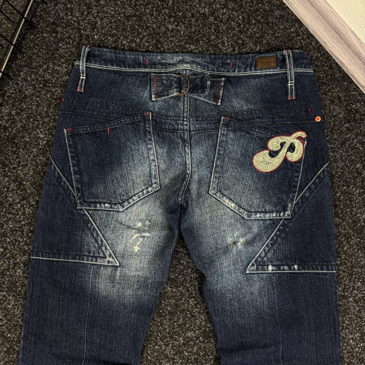 Pepe Jeans Vintage Low Rise avant Garde flared butcut denim pants navy Size US 34 / EU 50 - 6 Thumbnail