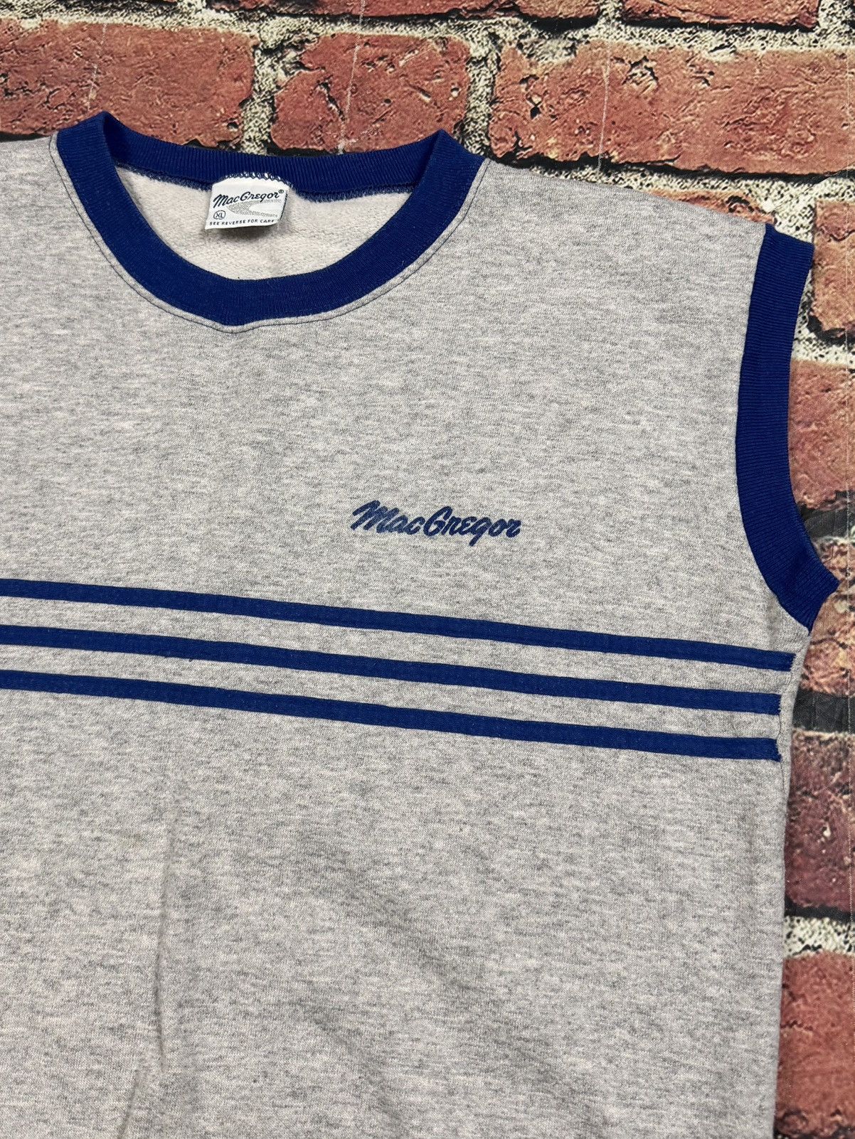 MacGregor Vintage MacGregor Workout Sweatshirt Triple Stripe Vest 80s Size US XL / EU 56 / 4 - 2 Thumbnail