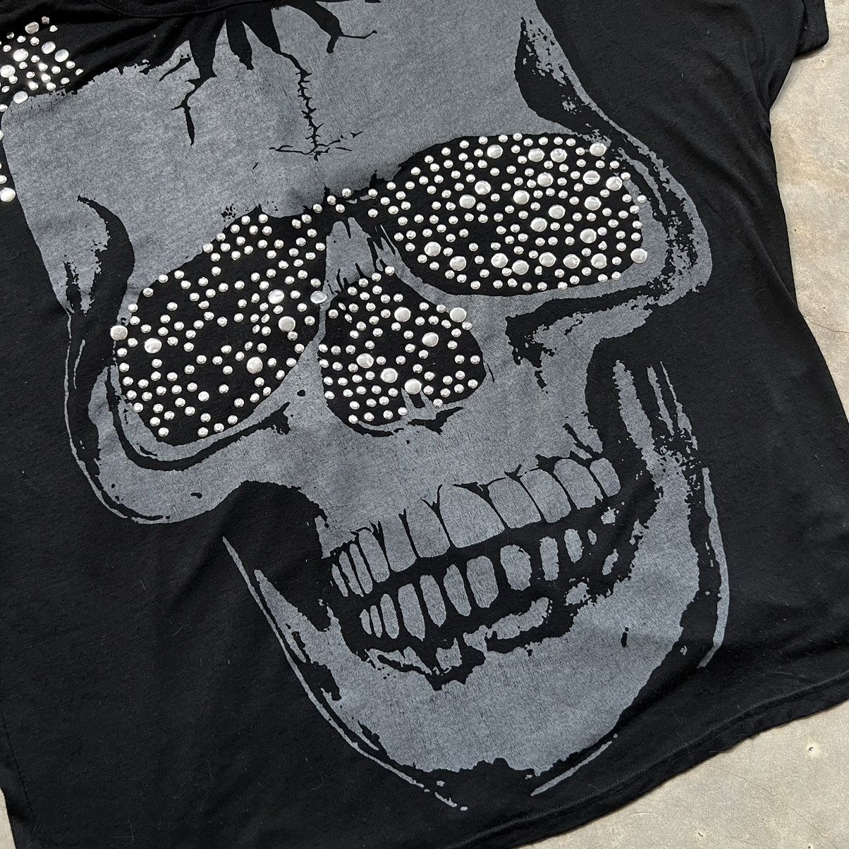 If Six Was Nine 2000s Black Skull Vkei Style Back Lace Studed Shirt Size ONE SIZE - 4 Thumbnail