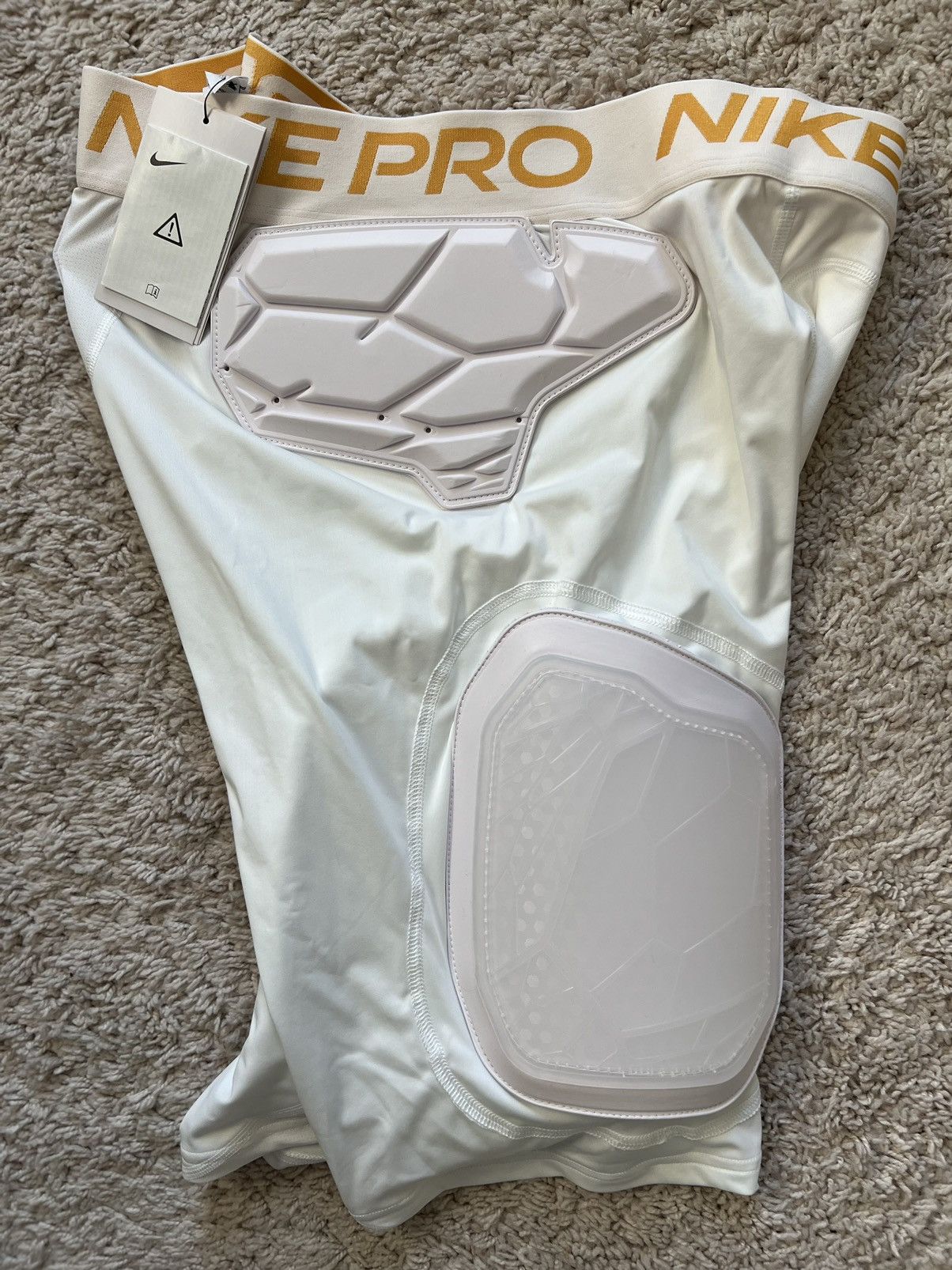 Nike Nike Pro Hyper Strong Football Padded Shorts White/Gold Size US 34 / EU 50 - 4 Thumbnail