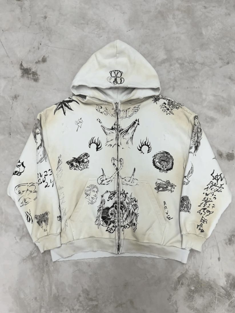 Balenciaga Balenciaga Tattoo Zip-up Hoodie | Grailed