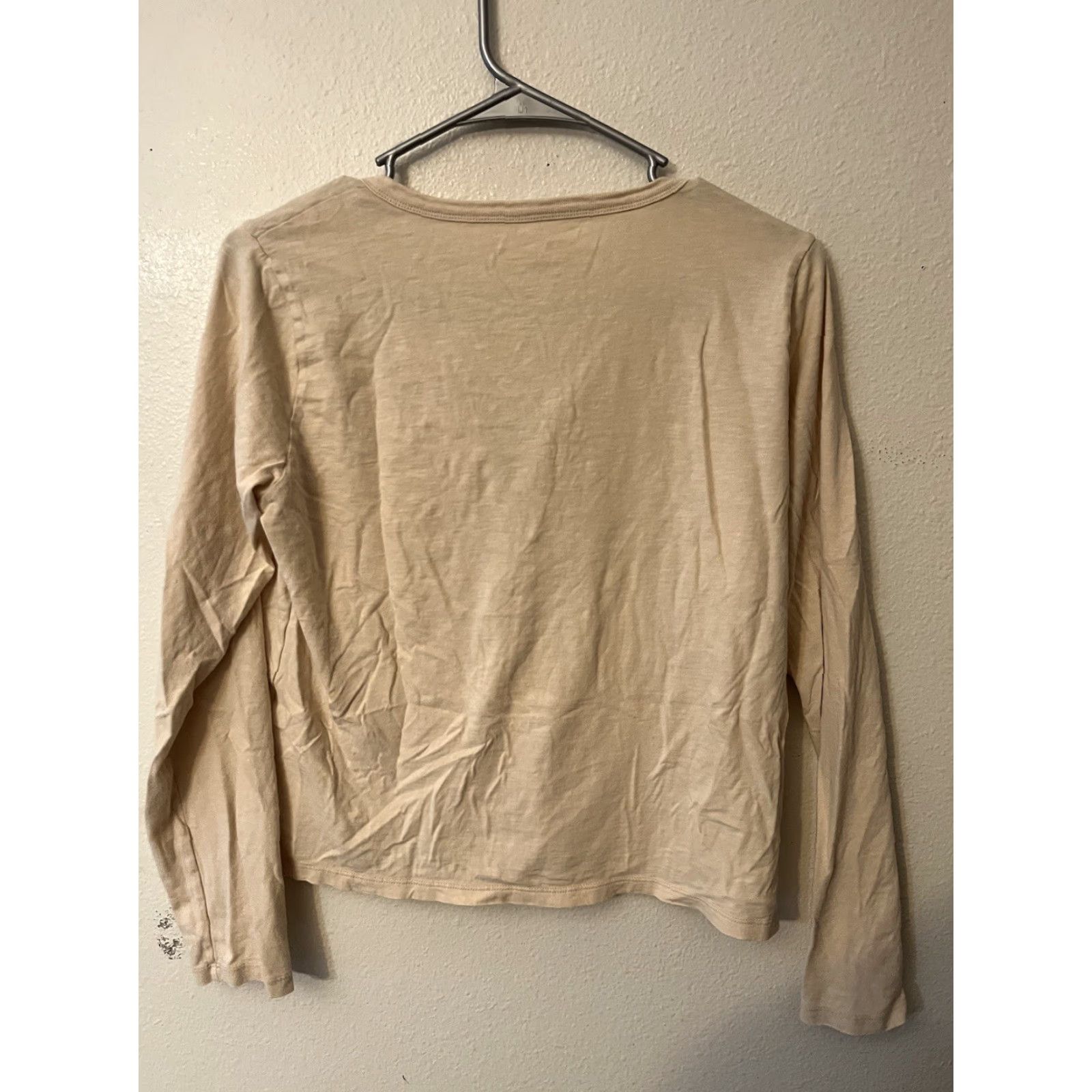 Vintage Aerie Shirt Medium Beige Long Sleeve Henley Button Closure Knit Top Womens Size M / US 6-8 / IT 42-44 - 3 Thumbnail
