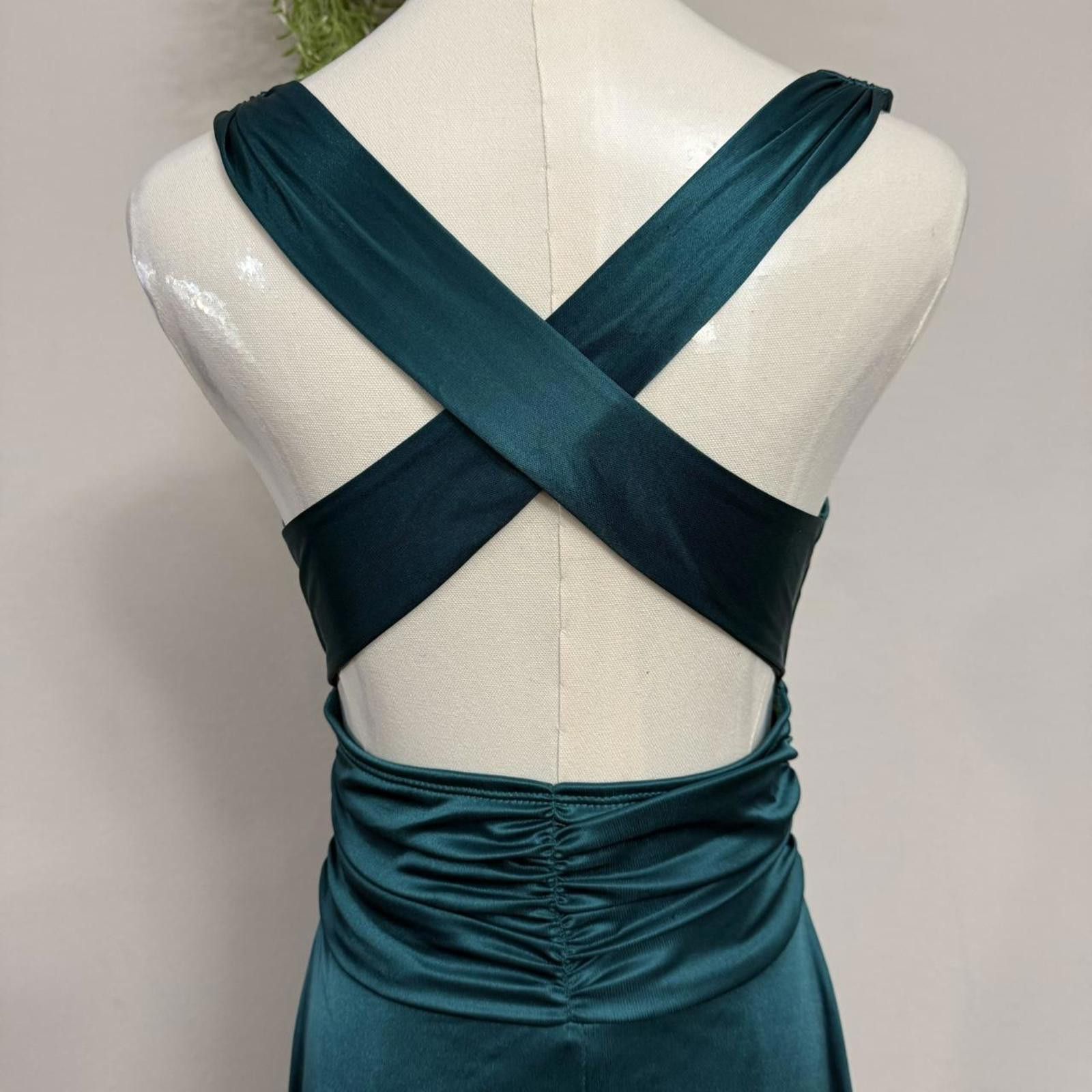 Designer Vintage y2k runched waist fairy teal cross back dress size s Size S / US 4 / IT 40 - 5 Thumbnail