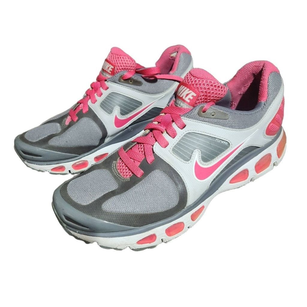 Nike Nike Womens Gray Pink Mesh Flywire Sneakers Size US 10 Size US 10 / IT 40 - 1 Thumbnail