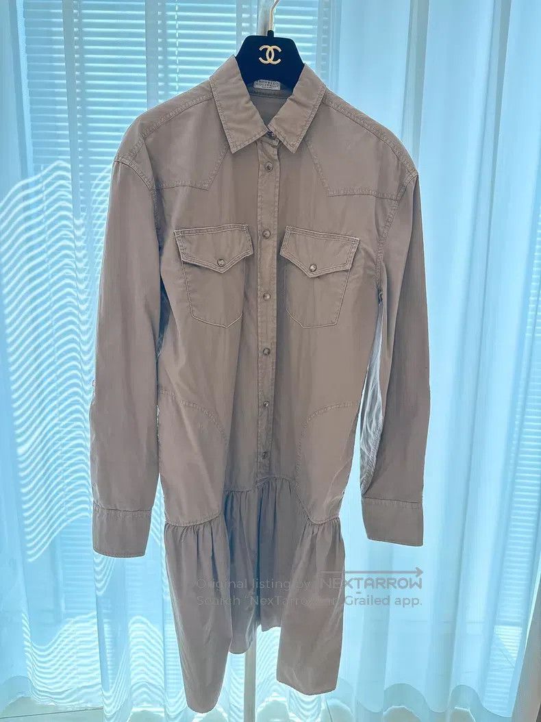 Brunello Cucinelli Brunello Cucinelli Vintage Style Khaki Shirt Dress Size M / US 6-8 / IT 42-44 - 1 Thumbnail