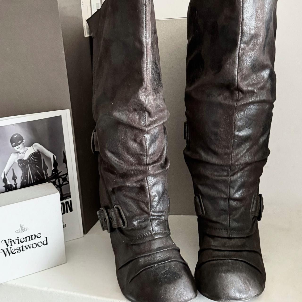 Vintage Avant- Garde style boots with many belts and draped Size US 8 / IT 38 - 5 Thumbnail