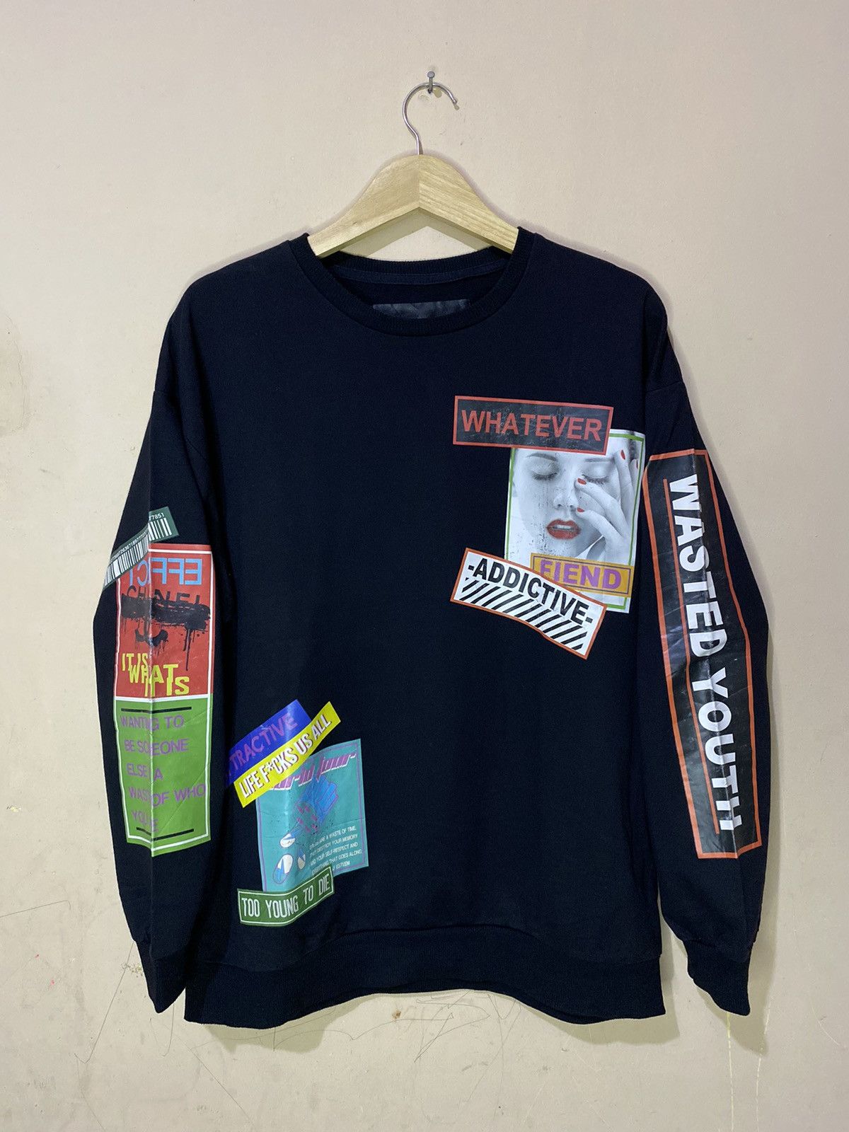 Pre-owned Japanese Brand Rovtski Japanese Poem Sweatshirt Like Raf Simons In Black