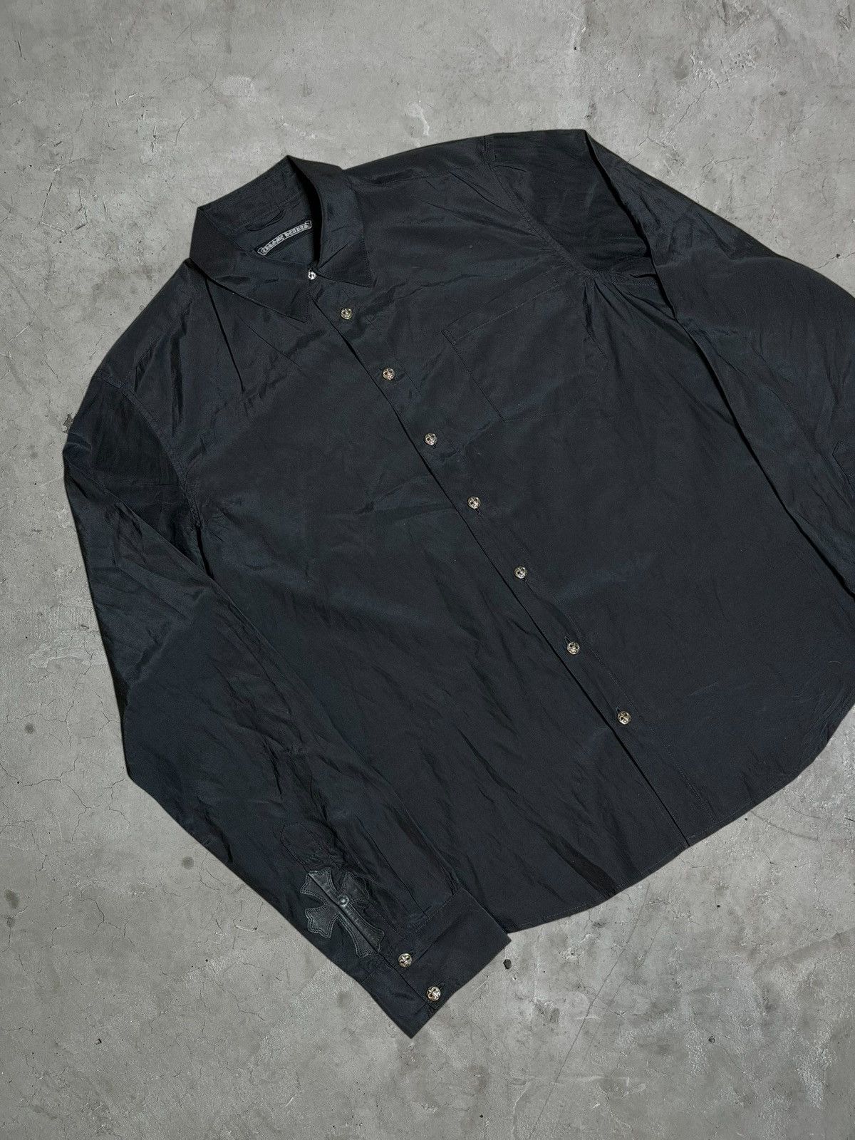 Chrome Hearts Chrome Hearts Leather Patch Silk Shirt Size US XL / EU 56 / 4 - 7 Thumbnail