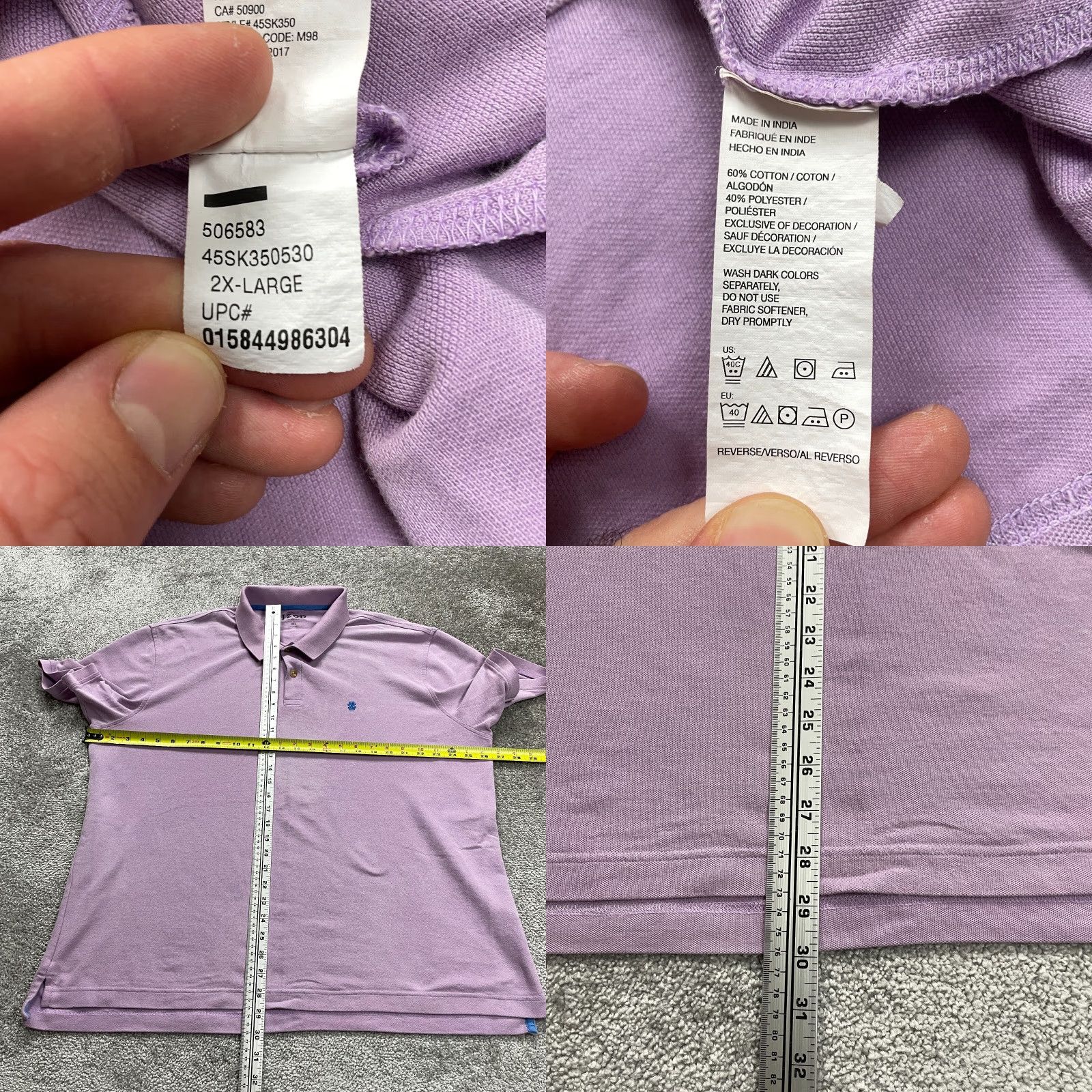 Izod IZOD The Advantage Polo Shirt Mens 2XL Purple Short Sleeve Cotton Polyester Golf Top Size US XXL / EU 58 / 5 - 8 Thumbnail