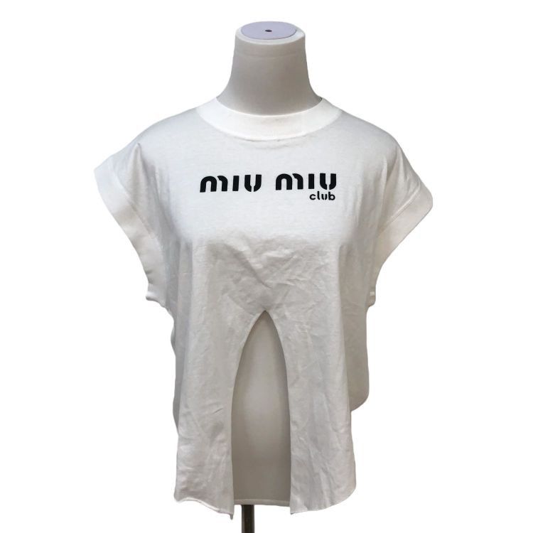 Miu Miu Miu Miu Club Split Graphic Crop Top Size L Size L / US 10 / IT 46 - 1 Thumbnail