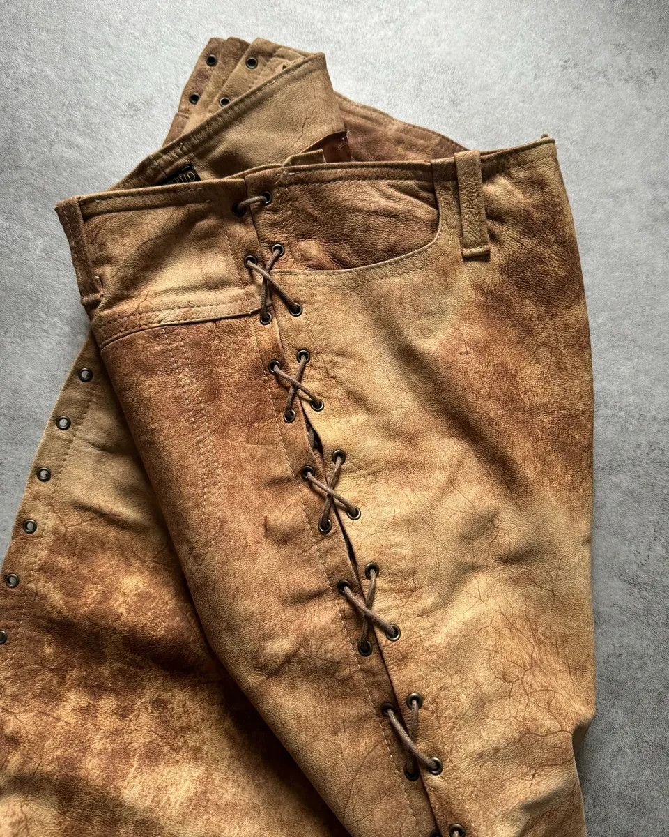 Vintage 2000s Plein Sud Artisanal Marble Leather Pants Size 30" / US 8 / IT 44 - 2 Thumbnail