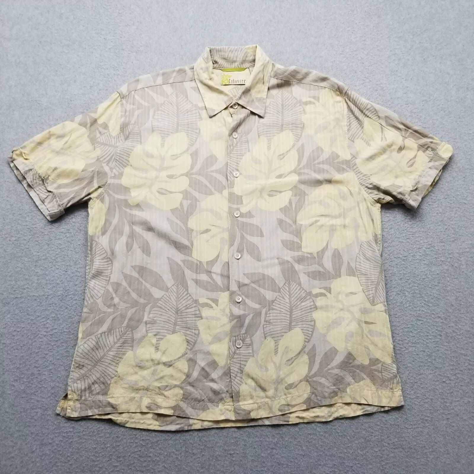 Cubavera Cubavera Shirt Mens Large Tan Hawaiian Floral Button Up Size US L / EU 52-54 / 3 - 1 Thumbnail