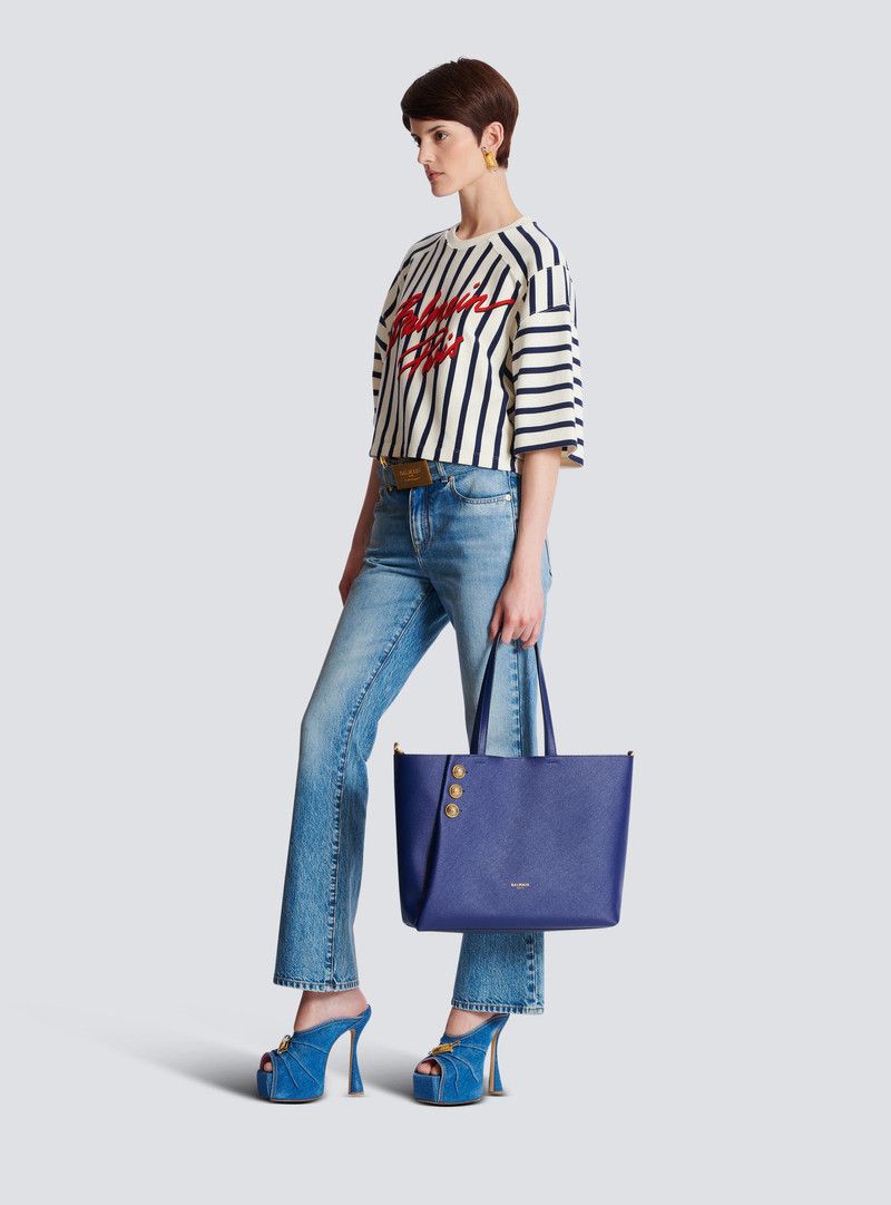 Balmain o1s1wg111225 Size:OS/ Embleme Tote Bag in Blue Size ONE SIZE - 9 Thumbnail