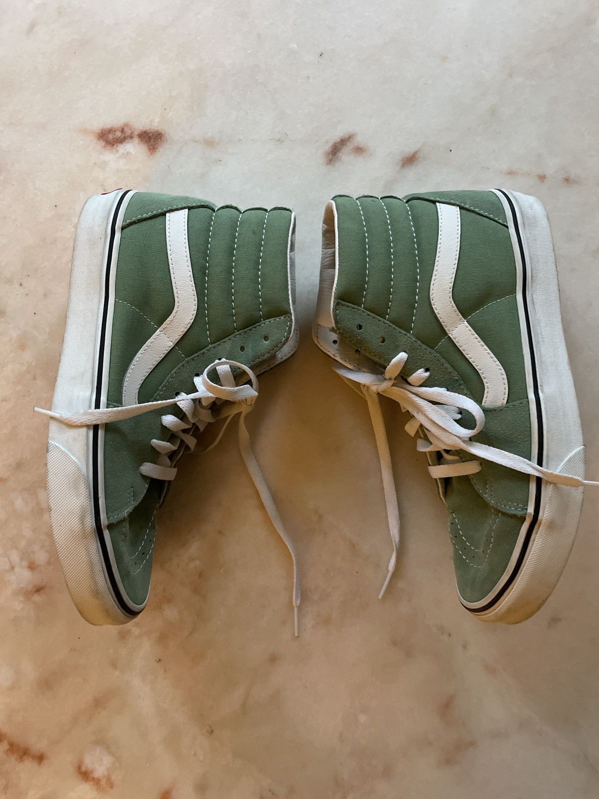 Vans Women's VANS Green Sk8 Hi Canvas & Suede Sneaker Size US 9.5 / IT 39.5 - 3 Thumbnail