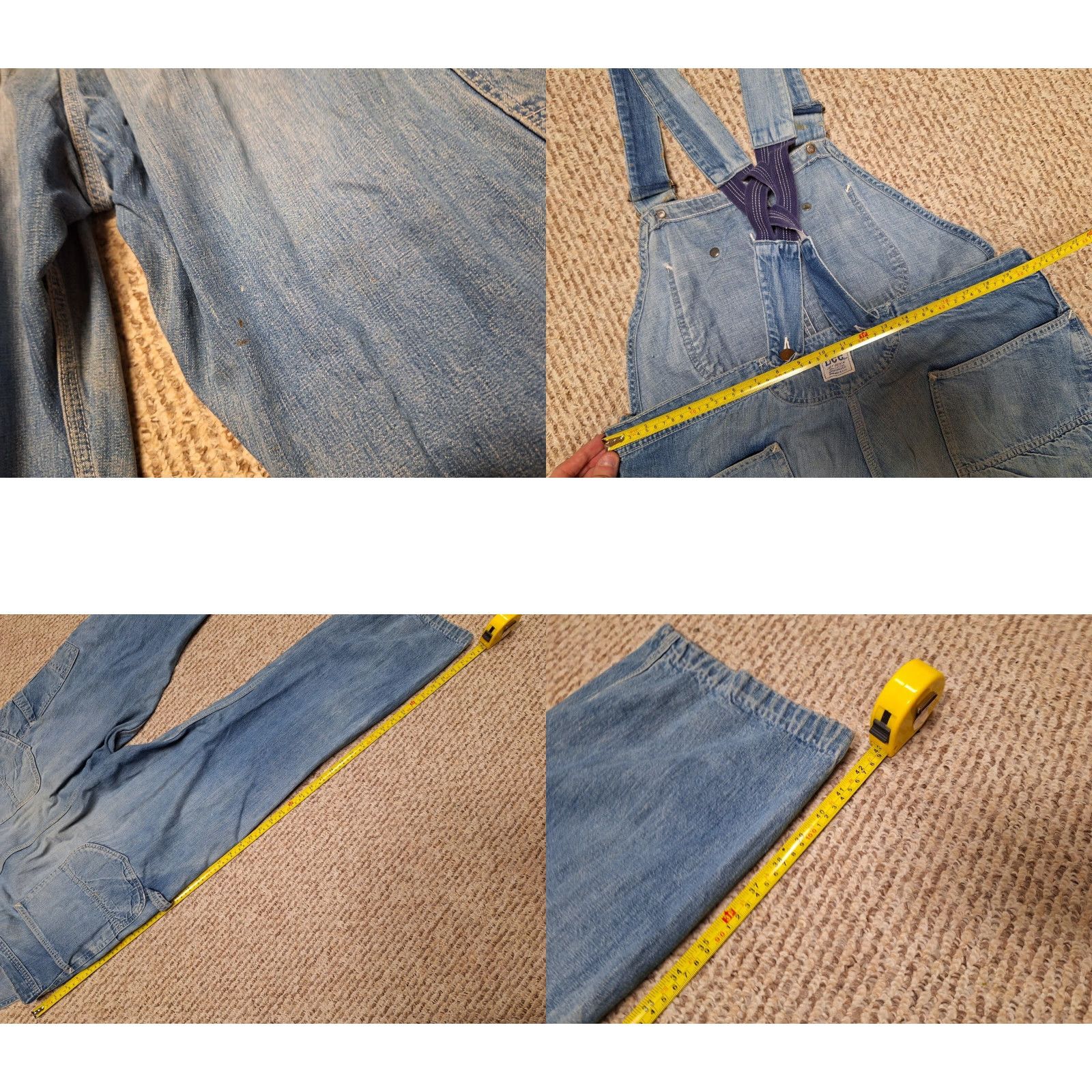 Lee VINTAGE 60s Lee Overalls Distressed Work Sz 41 Denim Blue 1960s Mens Female? Size US 41 - 8 Thumbnail