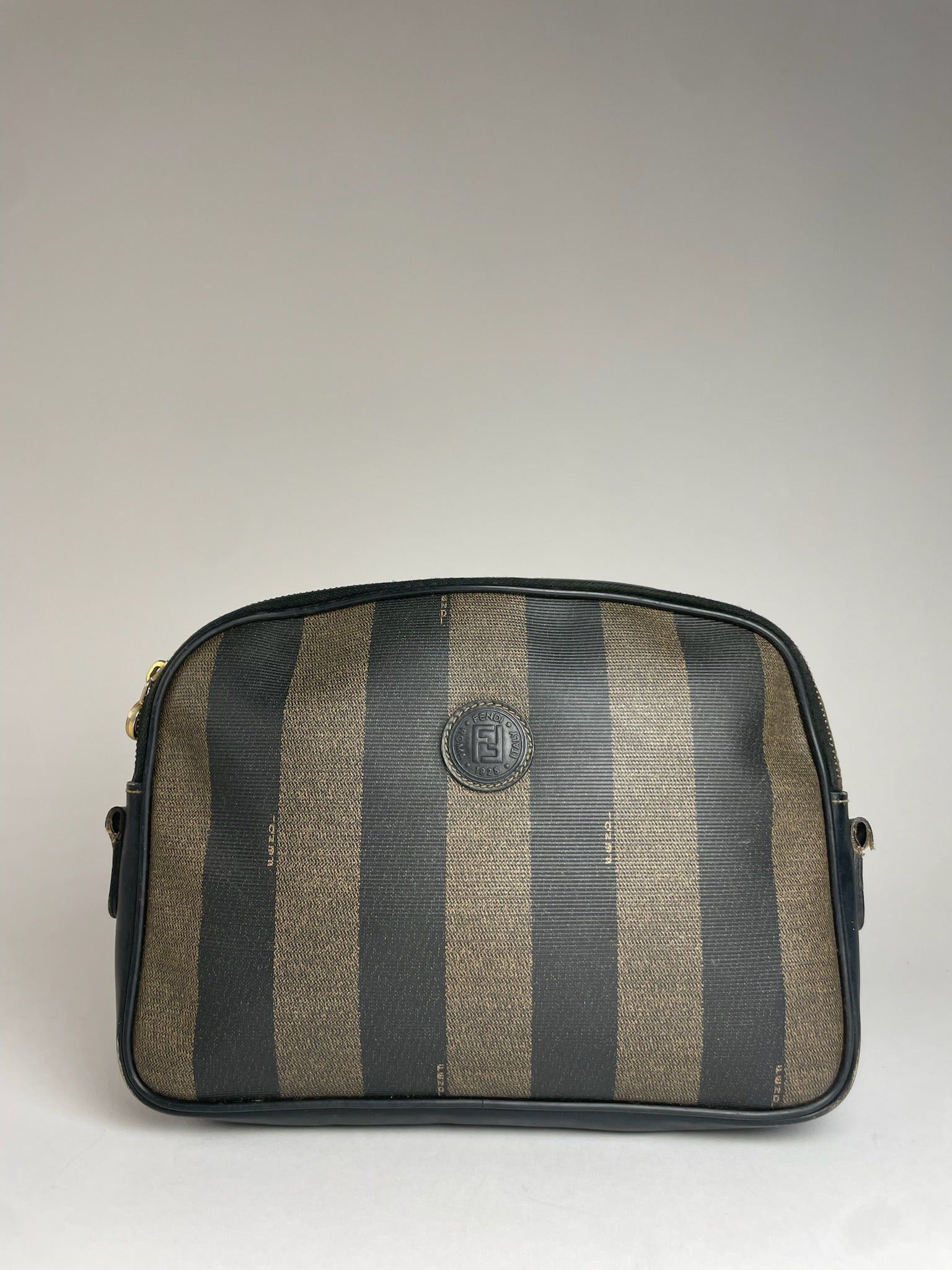 Fendi Vintage Striped Leather Clutch Black Brown Size ONE SIZE - 1 Thumbnail