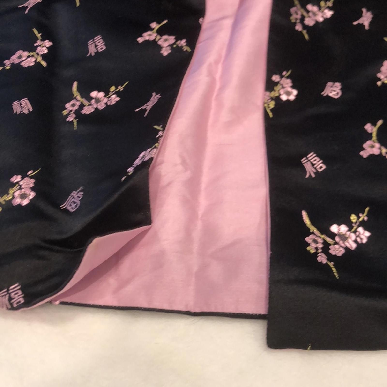 Handmade Handmade Black Asian jacket pink black floral Satin SZ LG Size L / US 10 / IT 46 - 4 Thumbnail