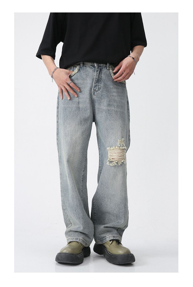 Japanese Brand × Jean Men's straight trendy ripped jeans Size US 32 / EU 48 - 1 Thumbnail